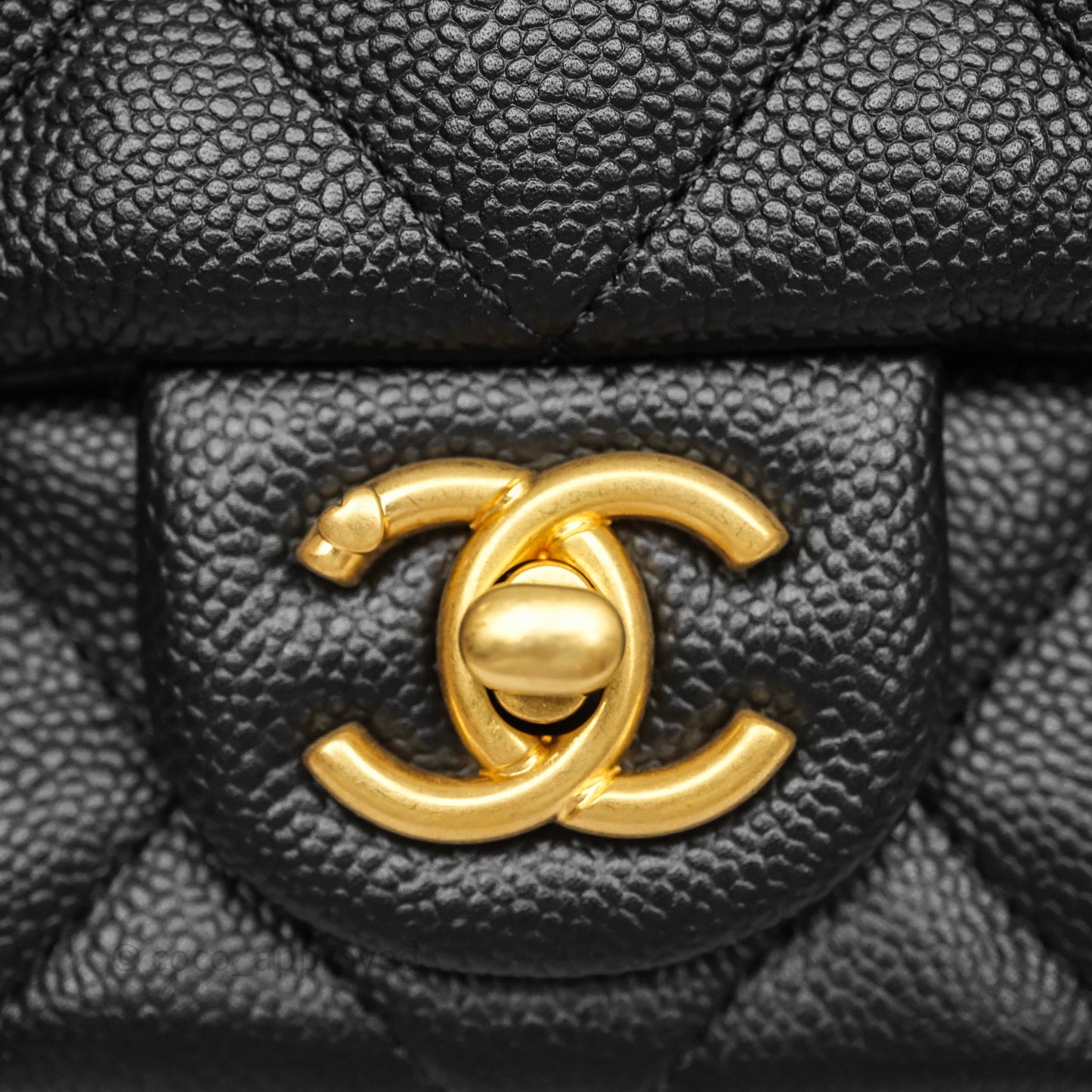 Chanel Mini Flap Bag Heart Adjustable Chain Black Caviar Aged Gold Hardware