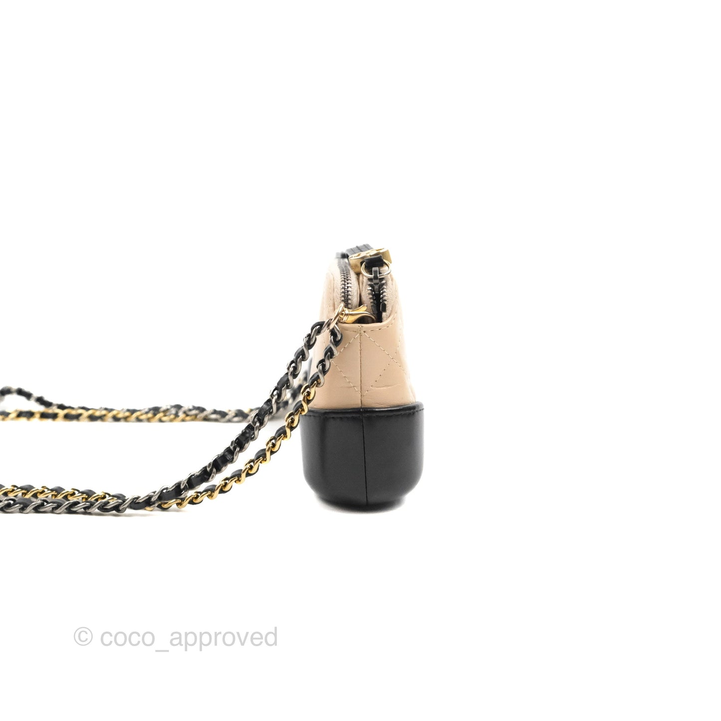 Chanel Gabrielle Clutch With Chain Aged Calfskin Beige/ Black Mixed Hardware