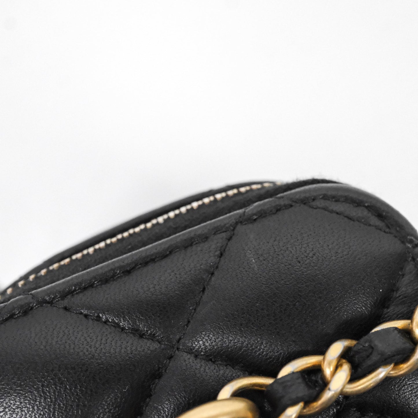 Chanel Vanity Rectangular Metal Top Handle Black Lambskin Aged Gold Hardware