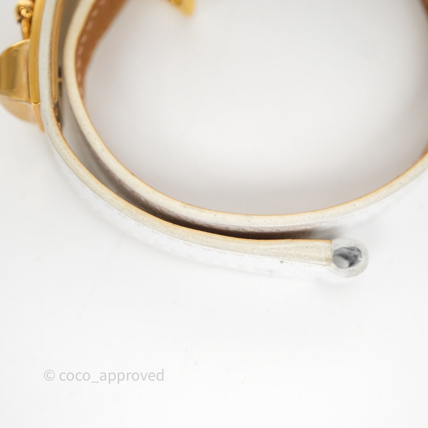 Hermès Rivale Double Tour Bracelet White Epsom Gold Hardware