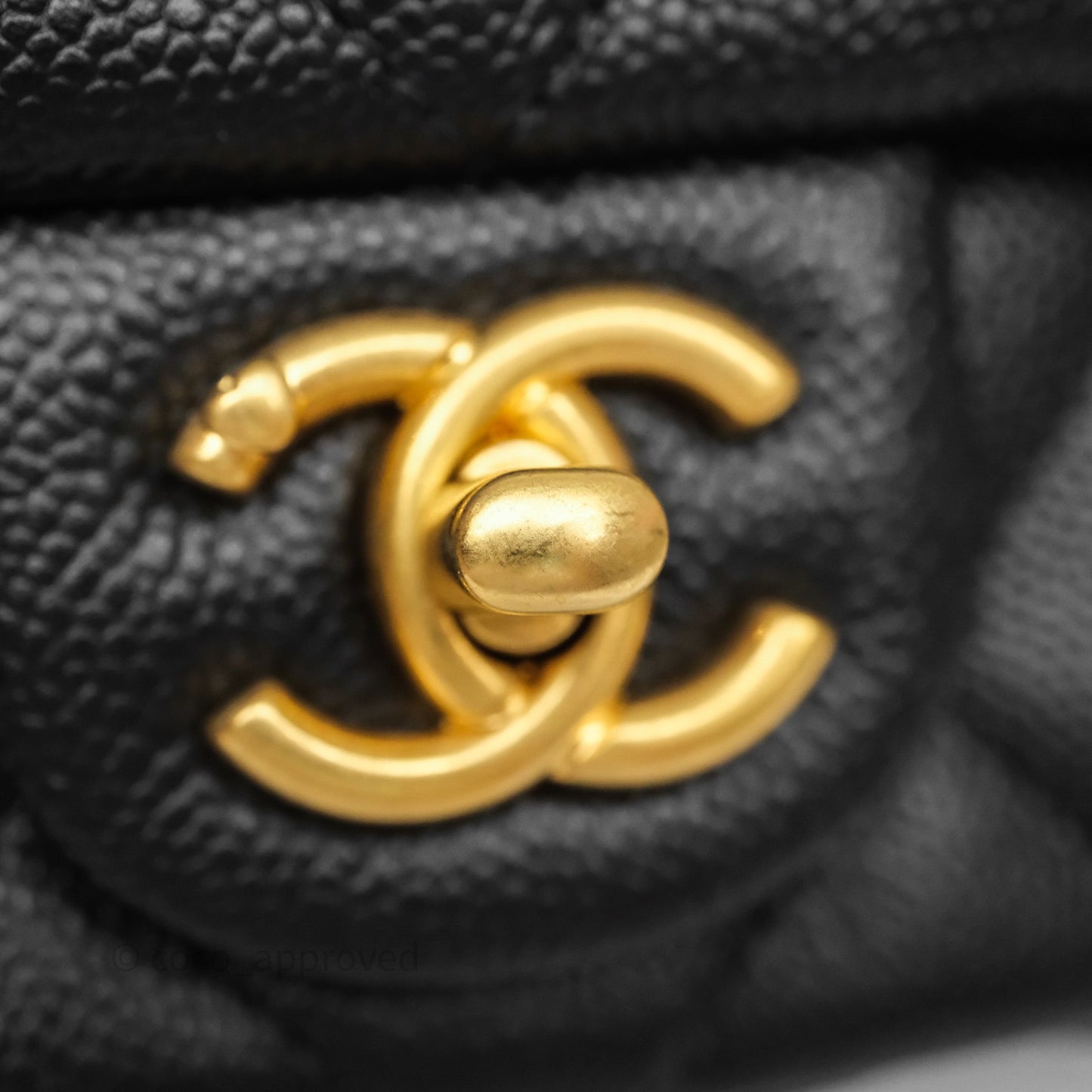 Chanel Mini Flap Bag Heart Adjustable Chain Black Caviar Aged Gold Hardware