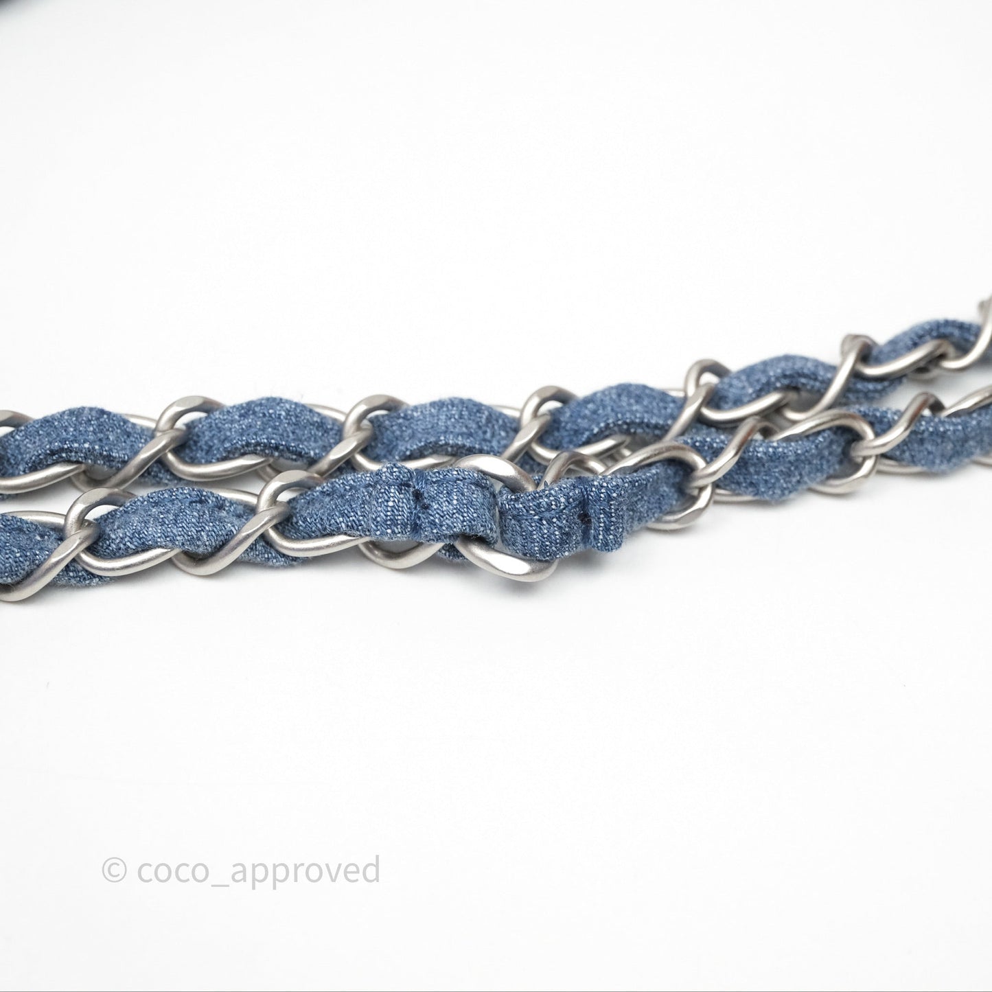 Chanel 22 Small Pearl Studded Denim Silver Hardware