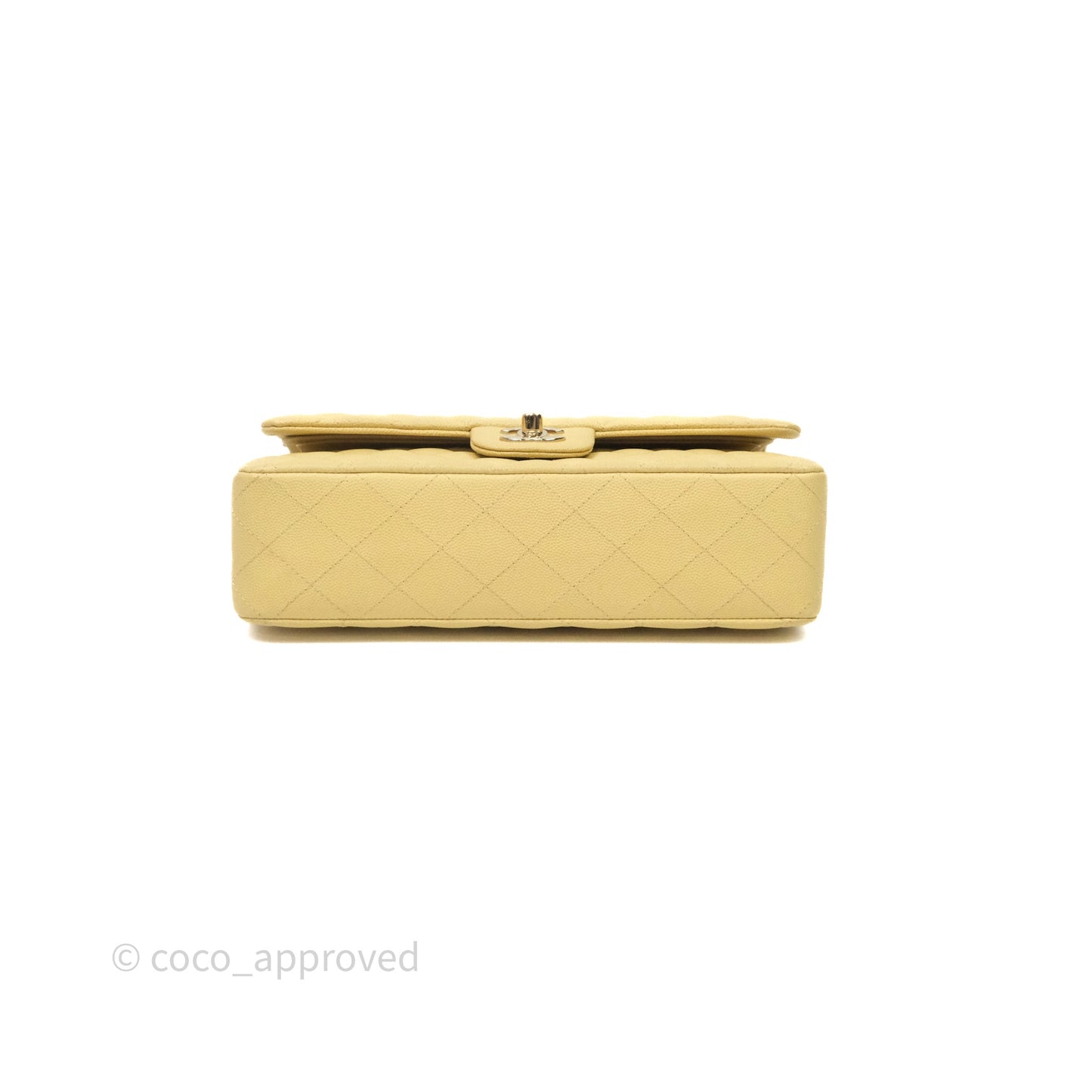 Chanel Classic M/L Medium Flap Quilted Yellow Caviar Gold Hardware