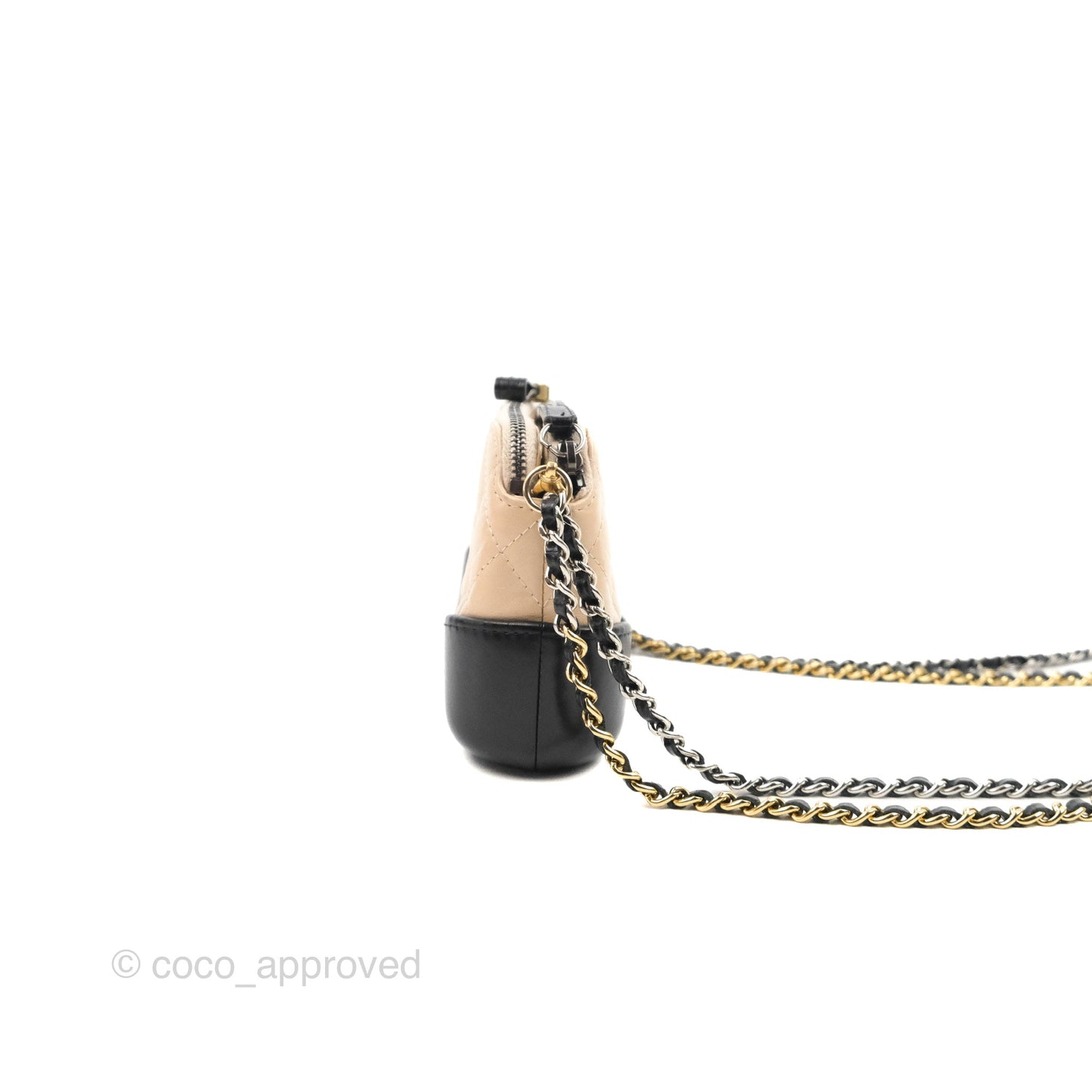 Chanel Gabrielle Clutch With Chain Aged Calfskin Beige/ Black Mixed Hardware