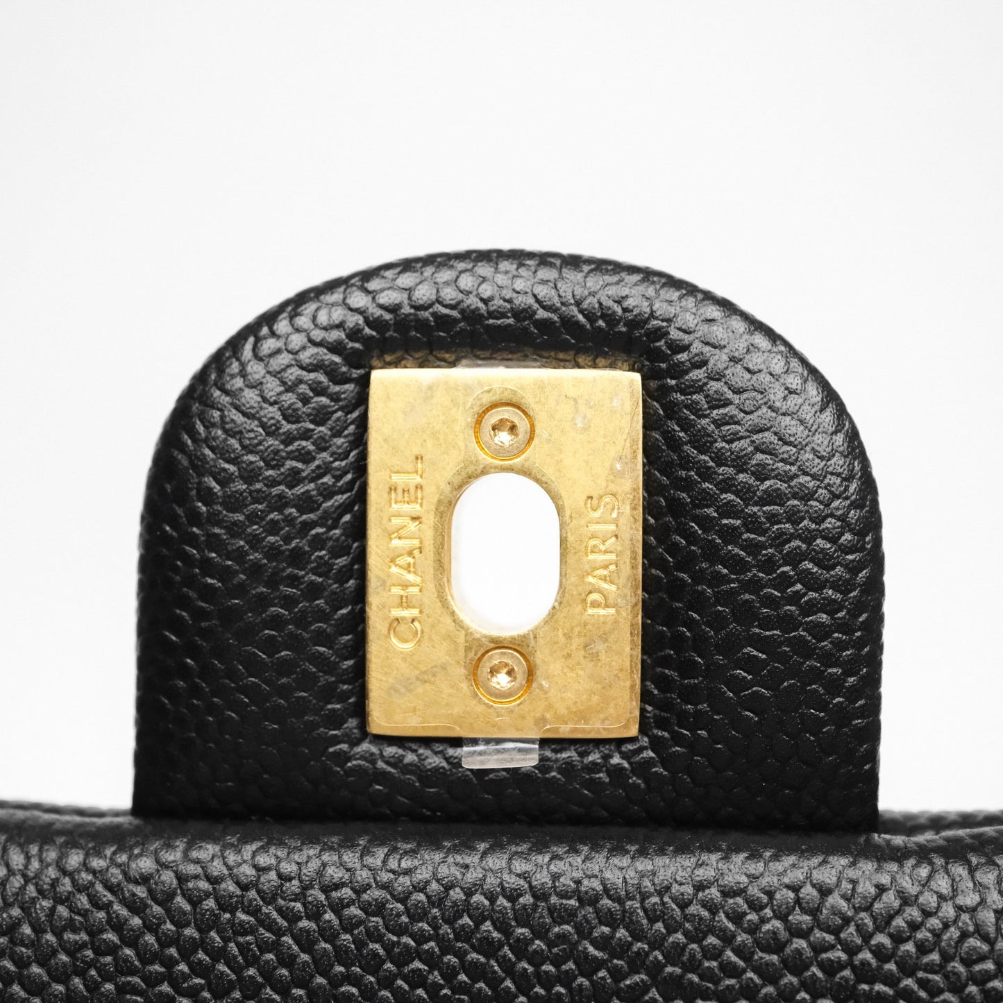 Chanel Mini Flap Bag Heart Adjustable Chain Black Caviar Aged Gold Hardware