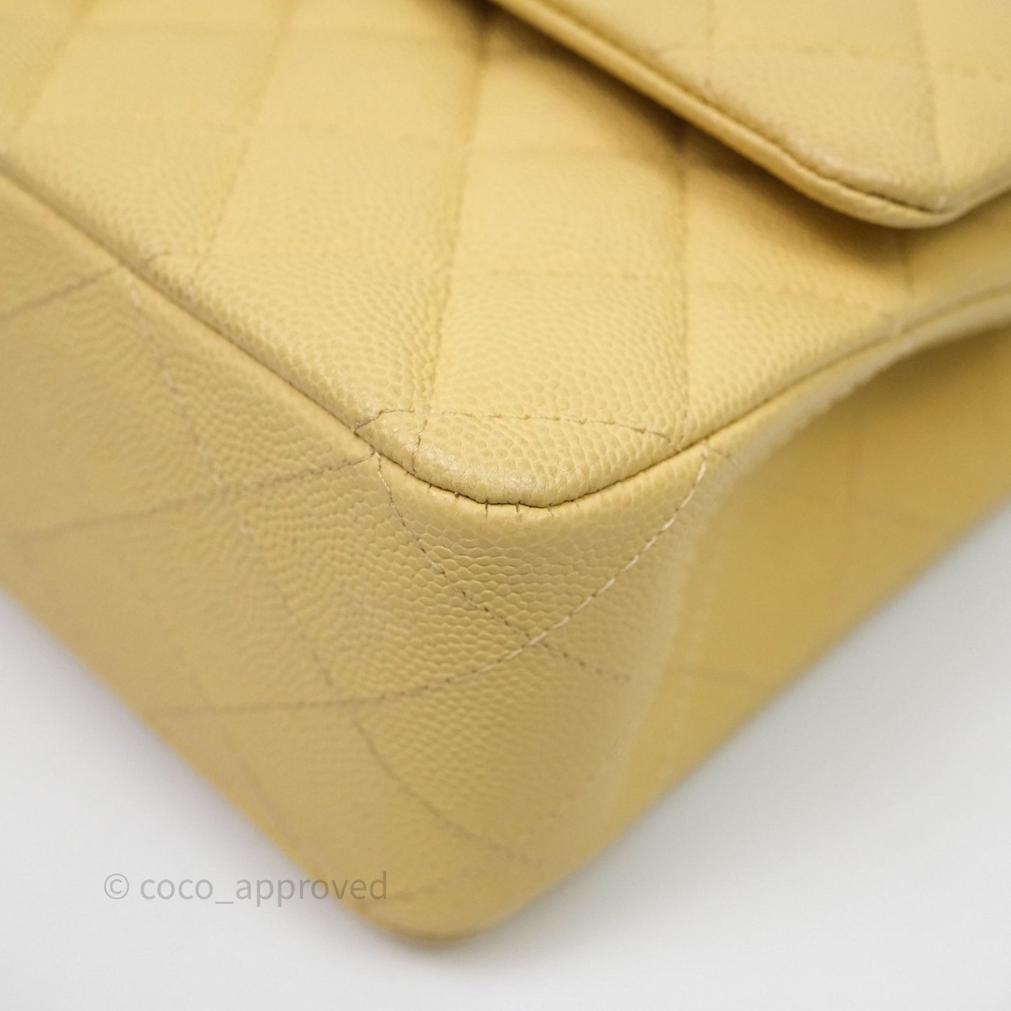 Chanel Classic M/L Medium Flap Quilted Yellow Caviar Gold Hardware