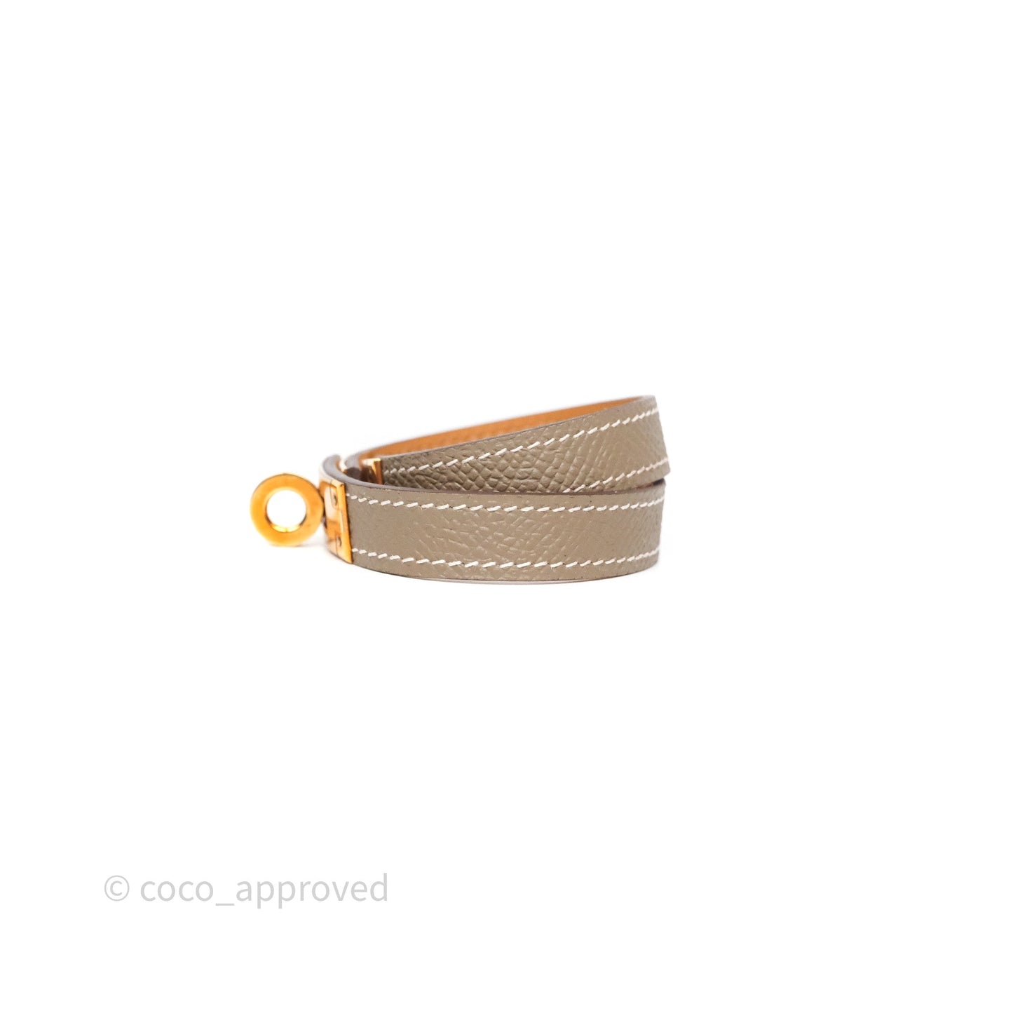 Hermès Kelly Double Tour Bracelet Etoupe Epsom Rose Gold Hardware