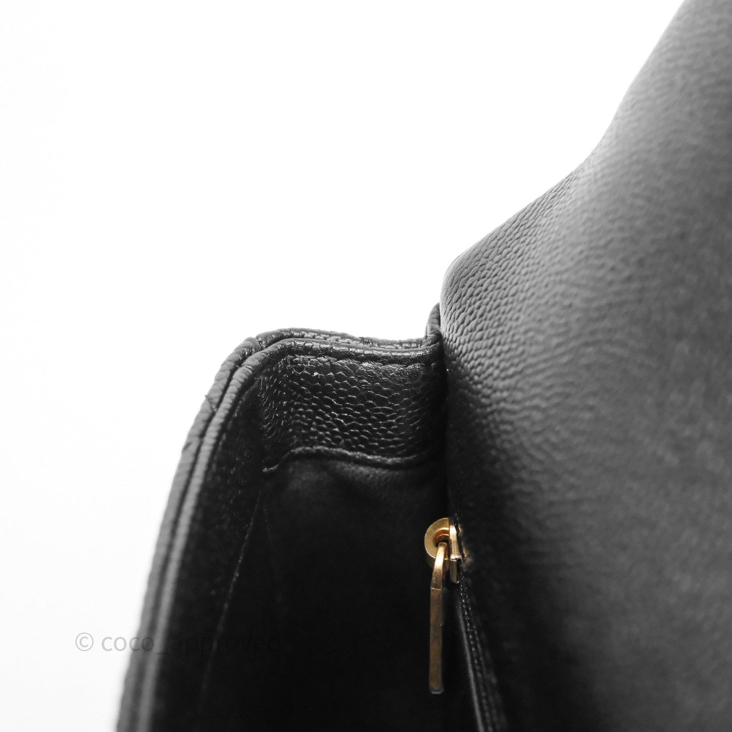 Chanel Mini Flap Bag Heart Adjustable Chain Black Caviar Aged Gold Hardware