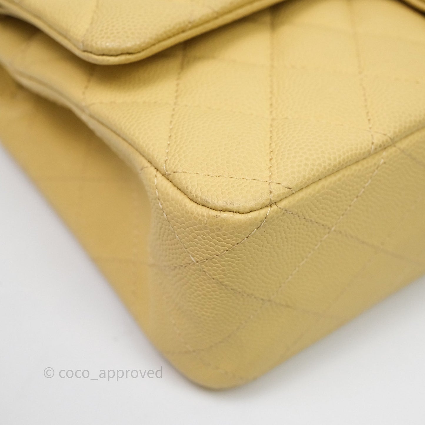 Chanel Classic M/L Medium Flap Quilted Yellow Caviar Gold Hardware