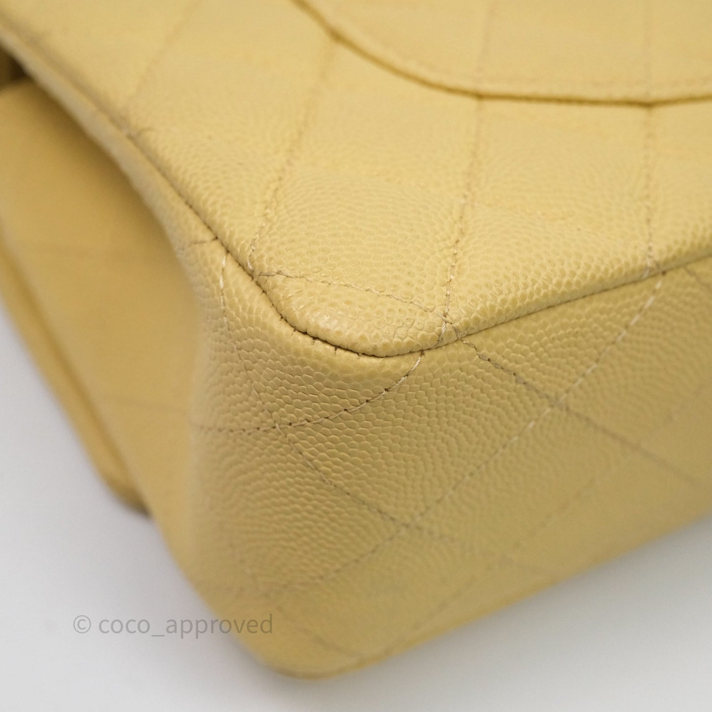 Chanel Classic M/L Medium Flap Quilted Yellow Caviar Gold Hardware