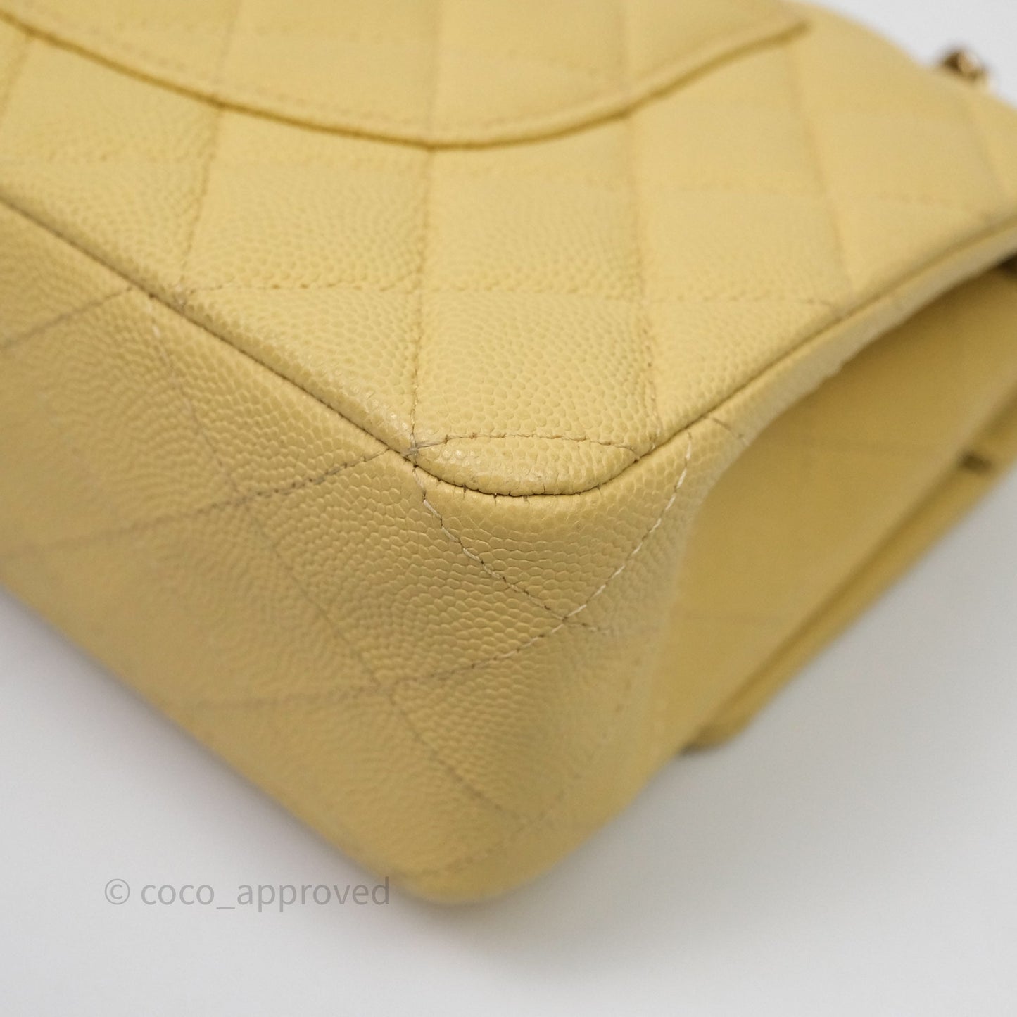 Chanel Classic M/L Medium Flap Quilted Yellow Caviar Gold Hardware