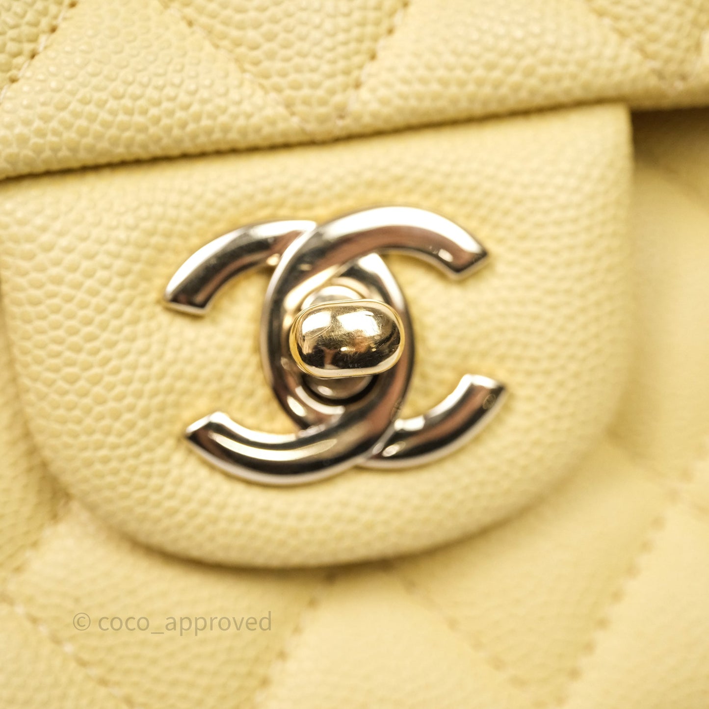 Chanel Classic M/L Medium Flap Quilted Yellow Caviar Gold Hardware
