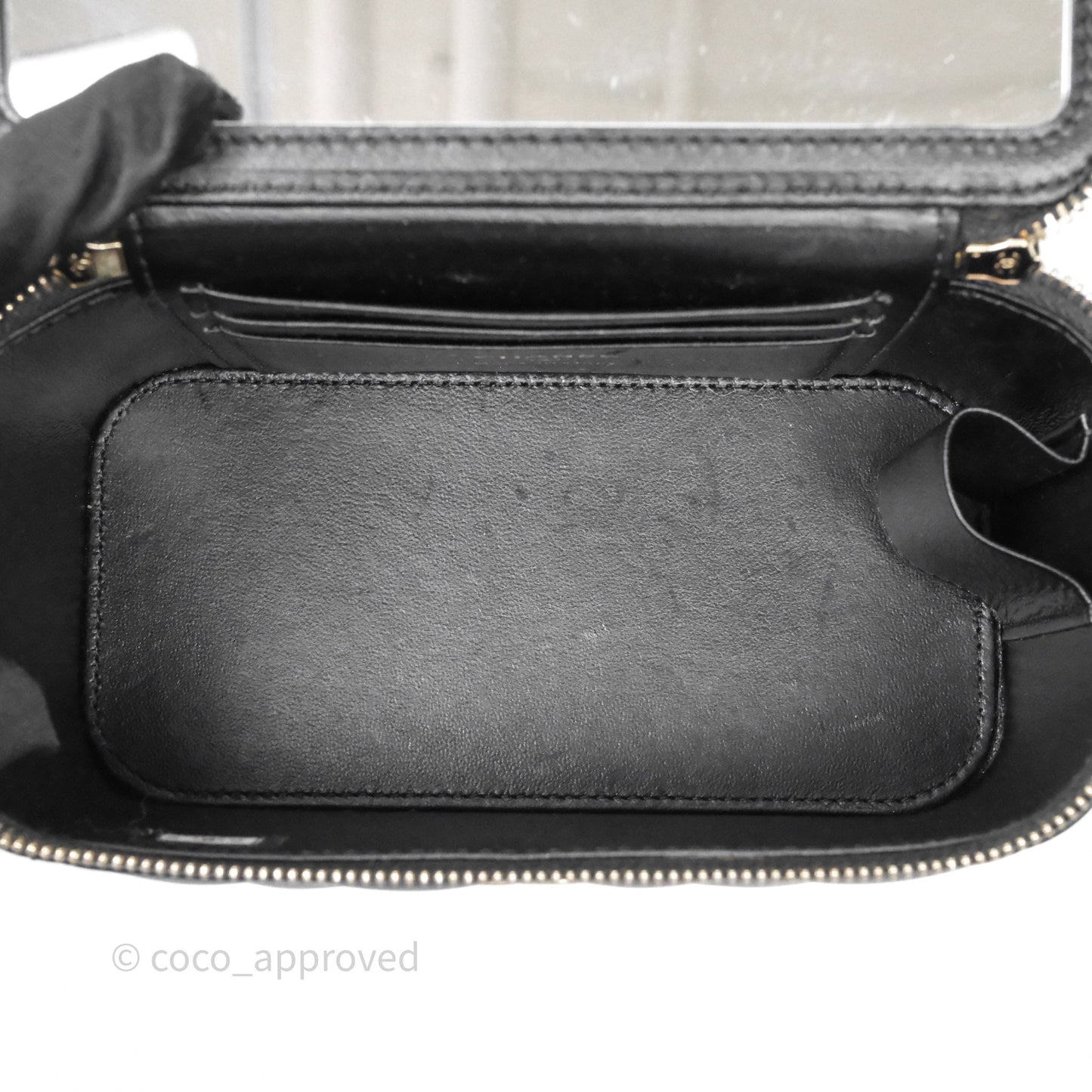Chanel Vanity Rectangular Metal Top Handle Black Lambskin Aged Gold Hardware