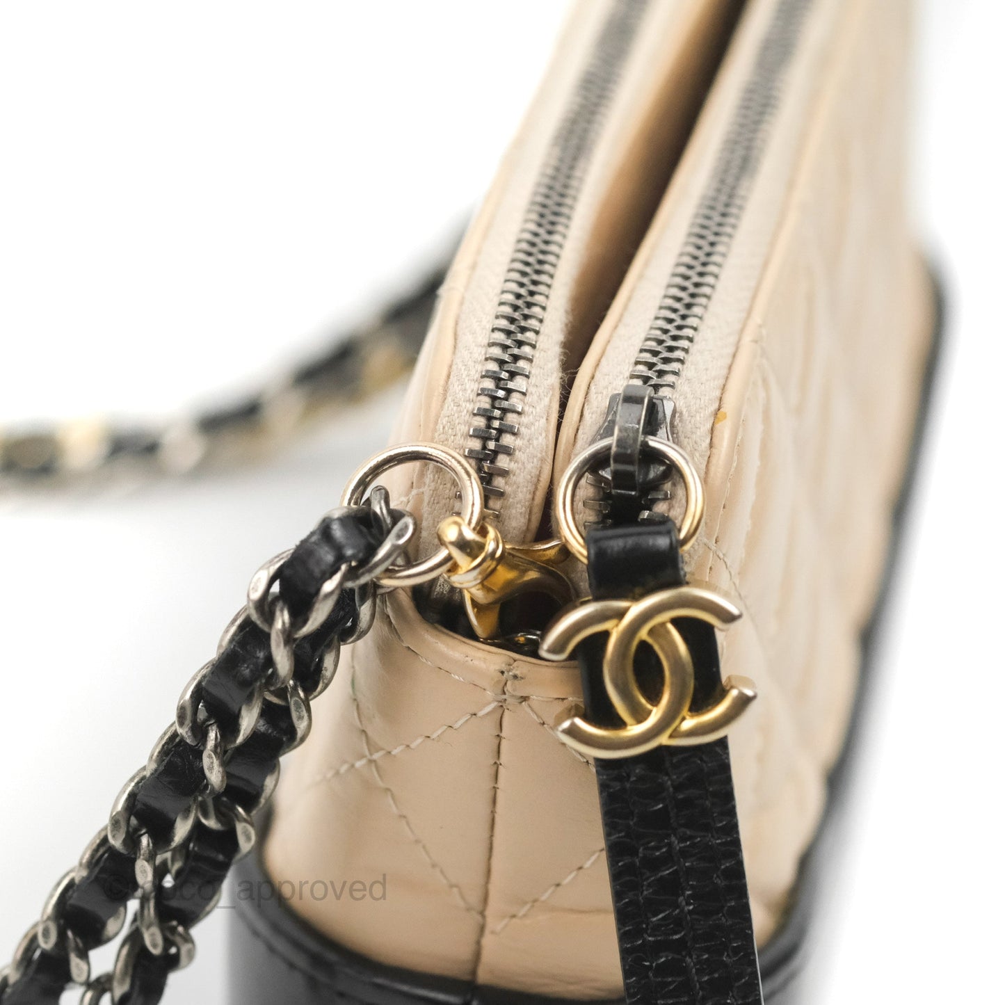 Chanel Gabrielle Clutch With Chain Aged Calfskin Beige/ Black Mixed Hardware