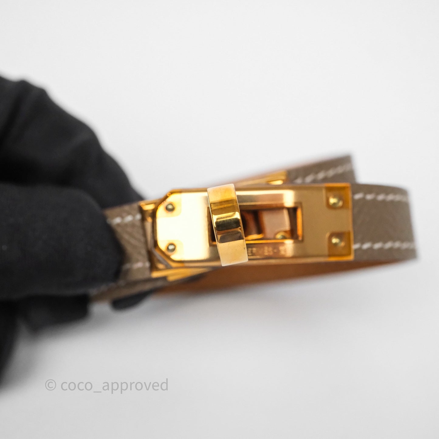 Hermès Kelly Double Tour Bracelet Etoupe Epsom Rose Gold Hardware