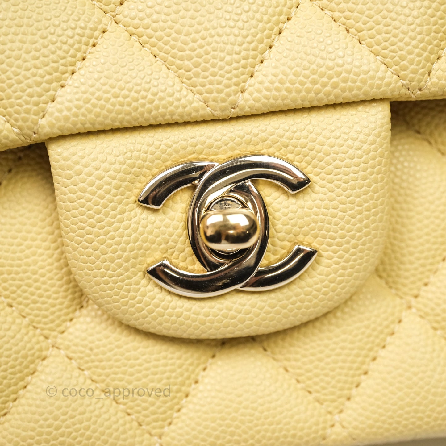 Chanel Classic M/L Medium Flap Quilted Yellow Caviar Gold Hardware