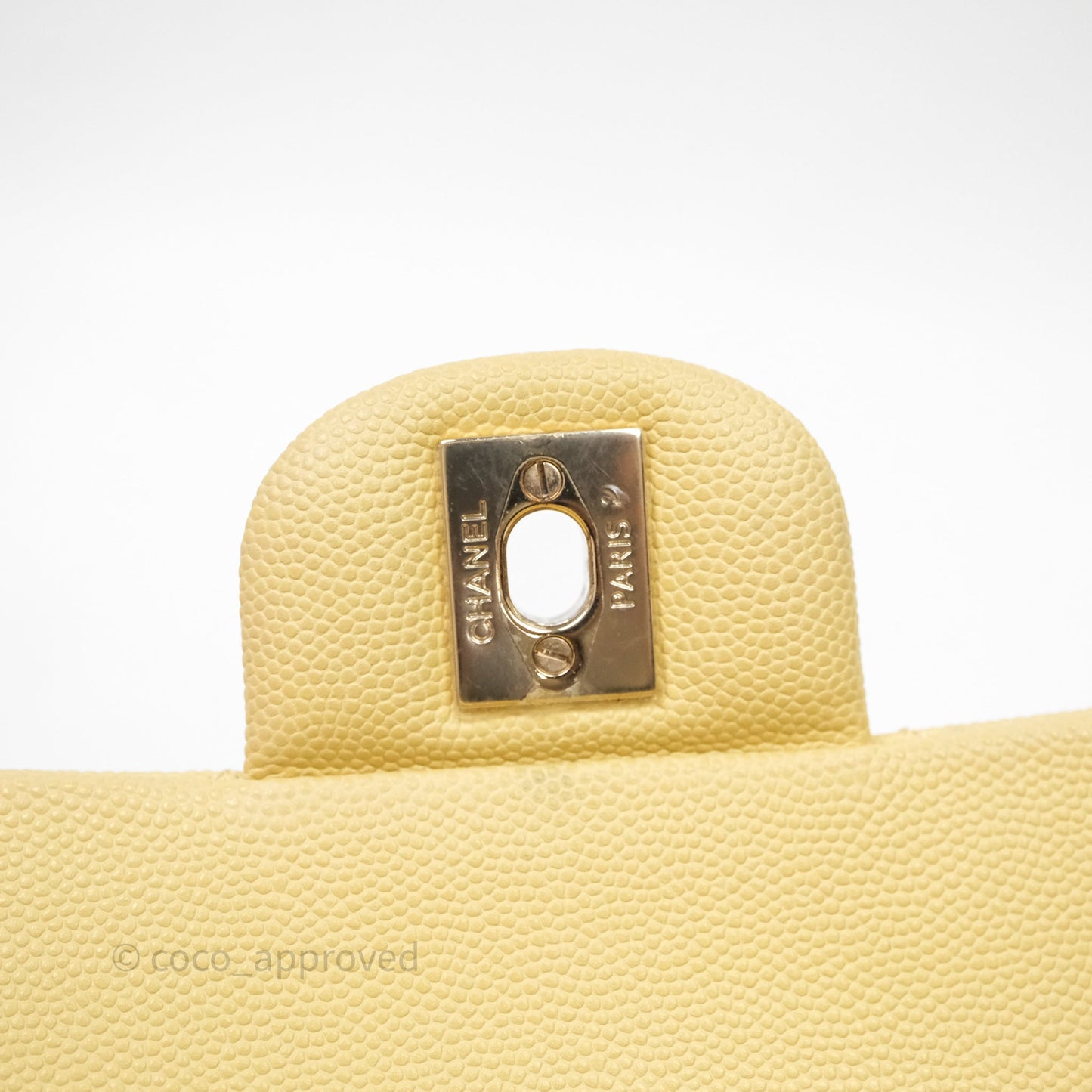 Chanel Classic M/L Medium Flap Quilted Yellow Caviar Gold Hardware