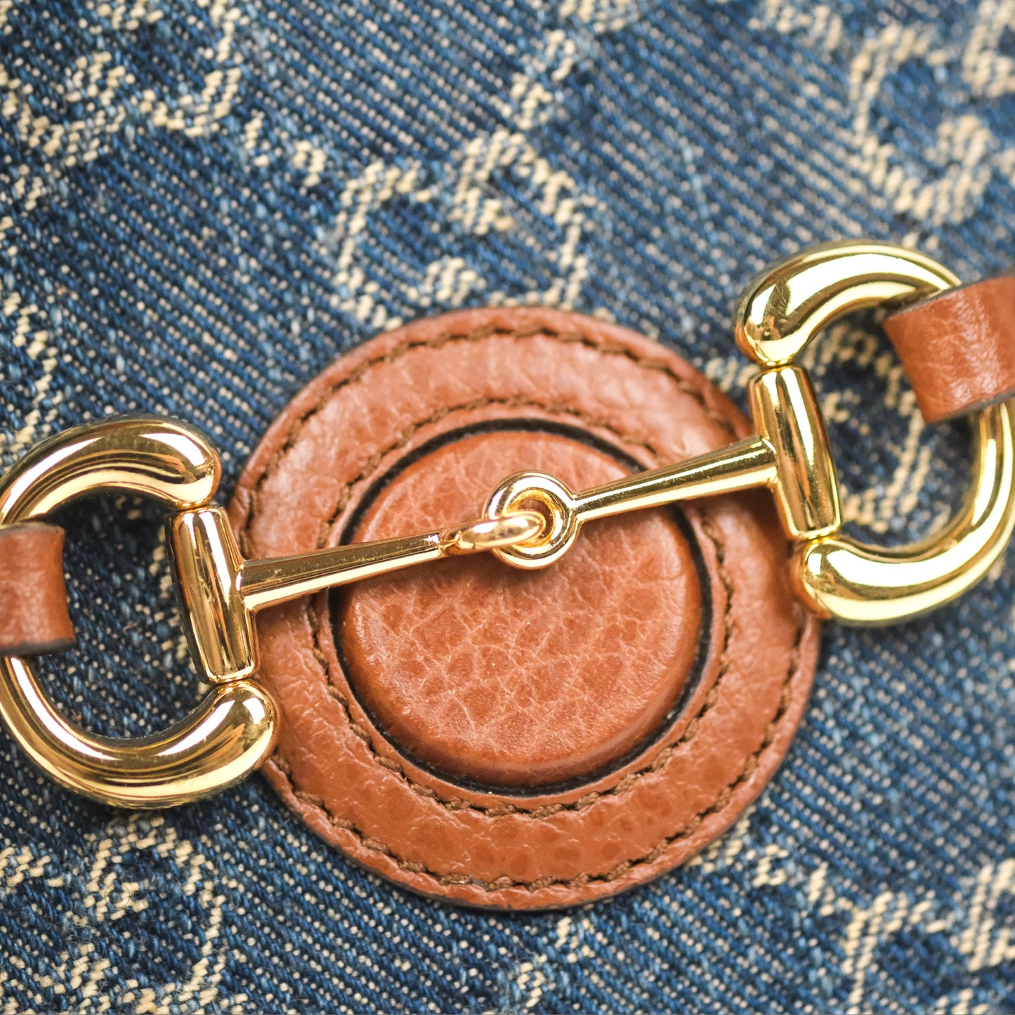 Gucci Horsebit 1955 Mini Bag GG Denim/ Brown Leather