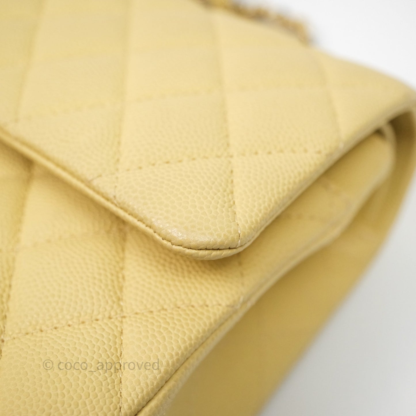 Chanel Classic M/L Medium Flap Quilted Yellow Caviar Gold Hardware