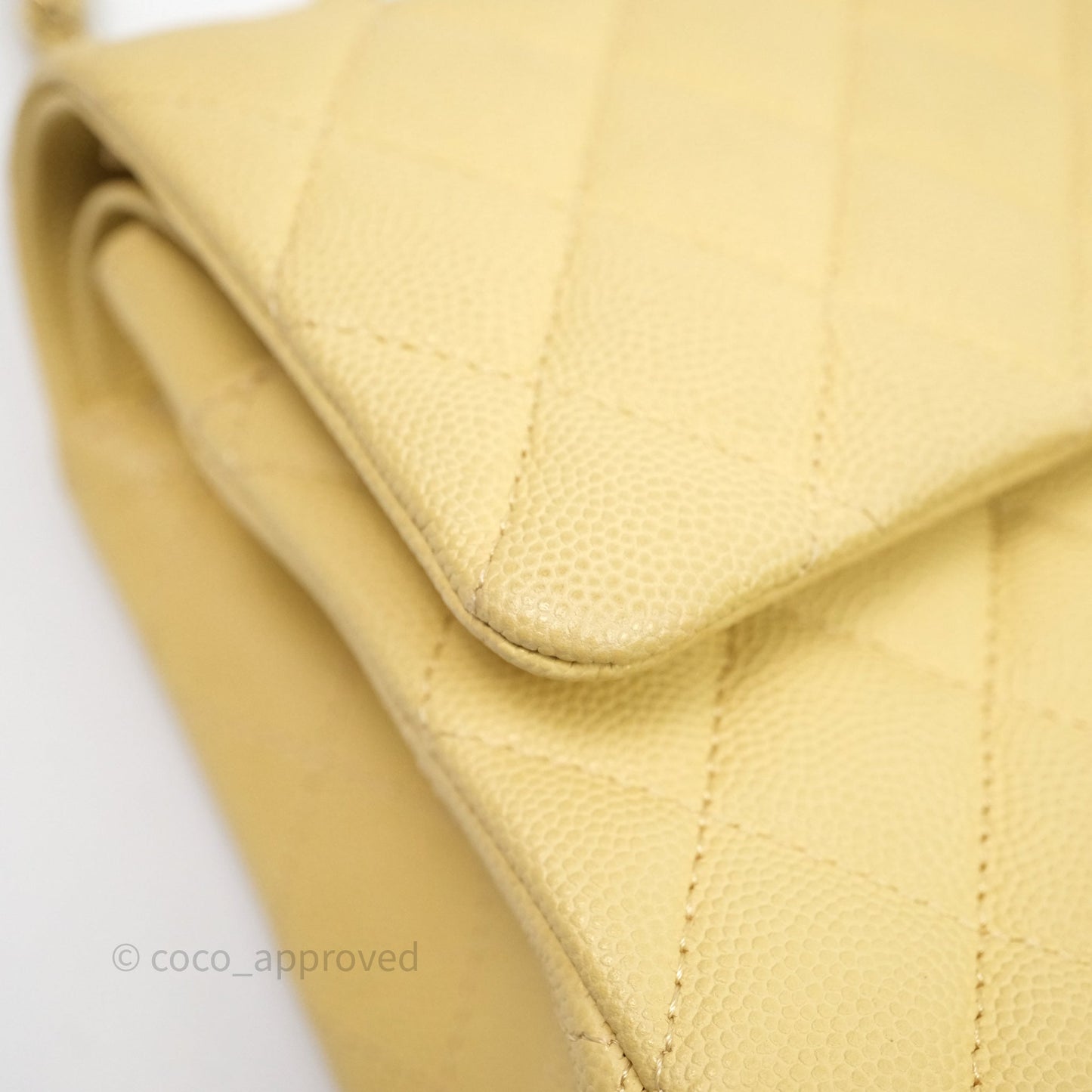 Chanel Classic M/L Medium Flap Quilted Yellow Caviar Gold Hardware
