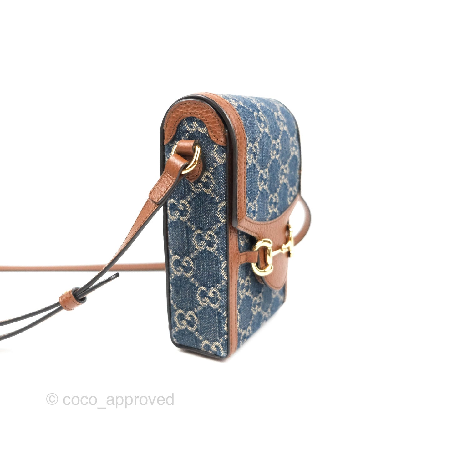Gucci Horsebit 1955 Mini Bag GG Denim/ Brown Leather