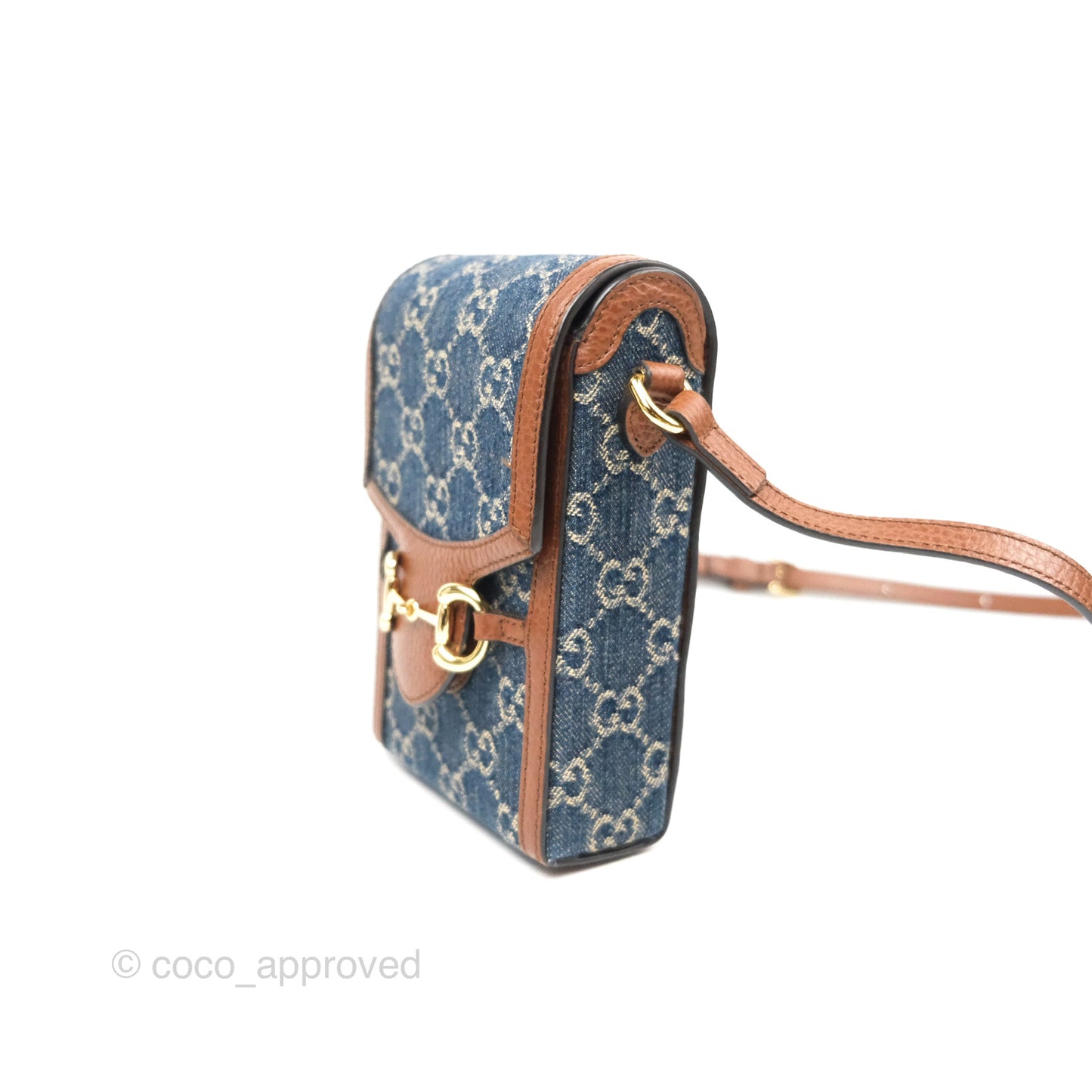 Gucci Horsebit 1955 Mini Bag GG Denim/ Brown Leather