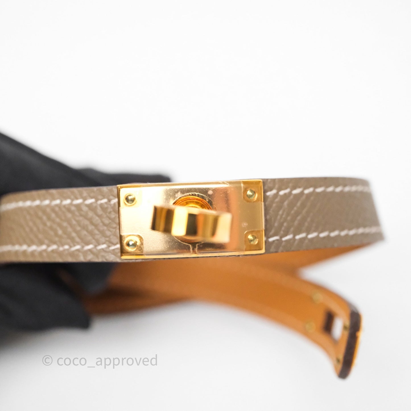 Hermès Kelly Double Tour Bracelet Etoupe Epsom Rose Gold Hardware