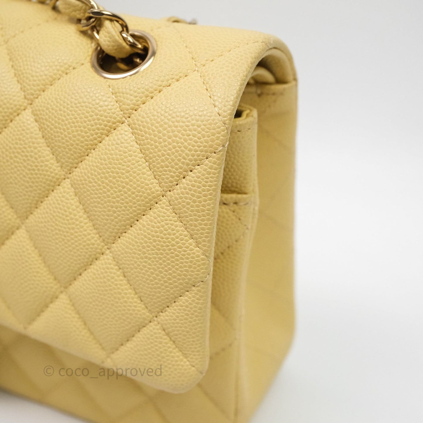 Chanel Classic M/L Medium Flap Quilted Yellow Caviar Gold Hardware