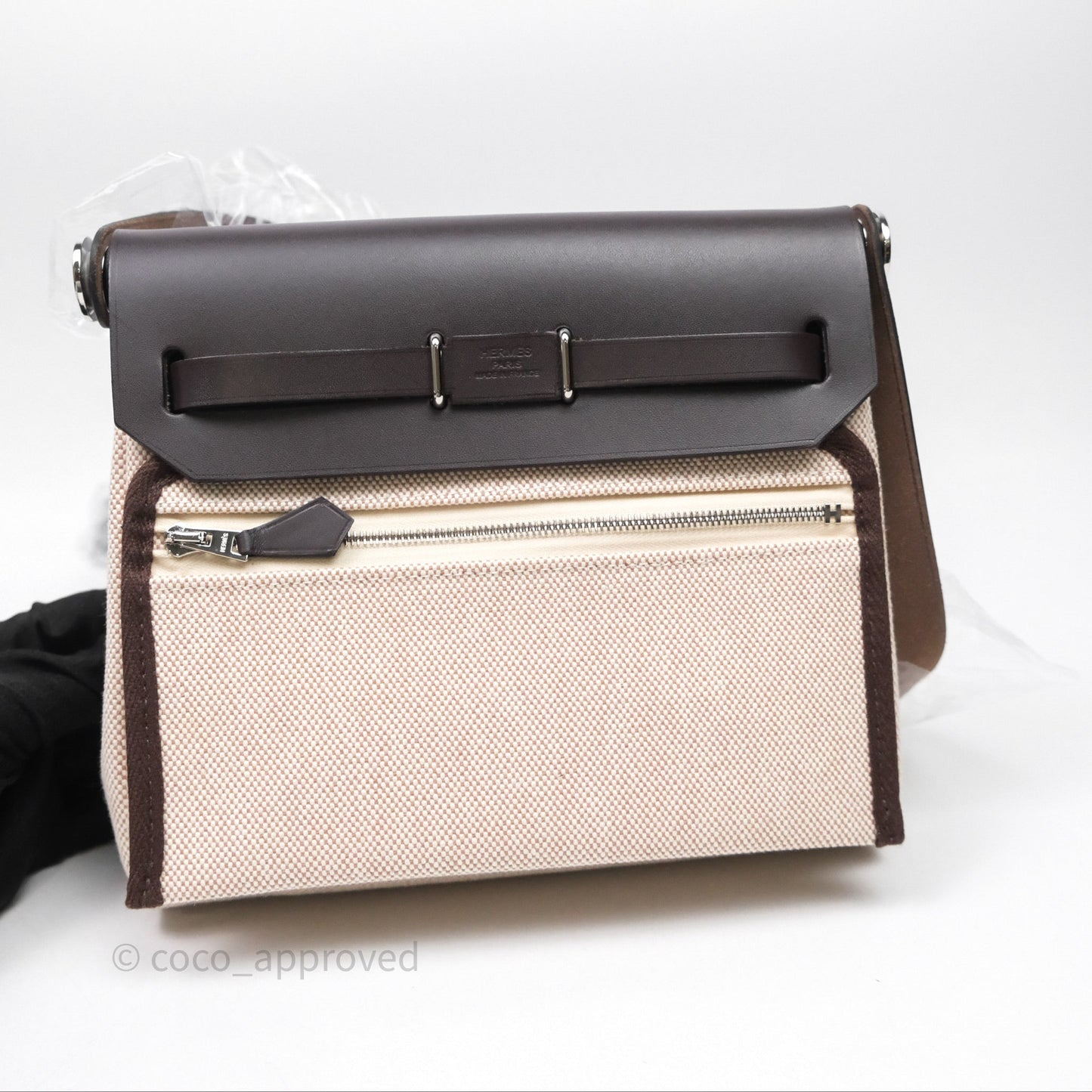 Hermès Mini Herbag Ebene 46 Canvas Palladium Hardware