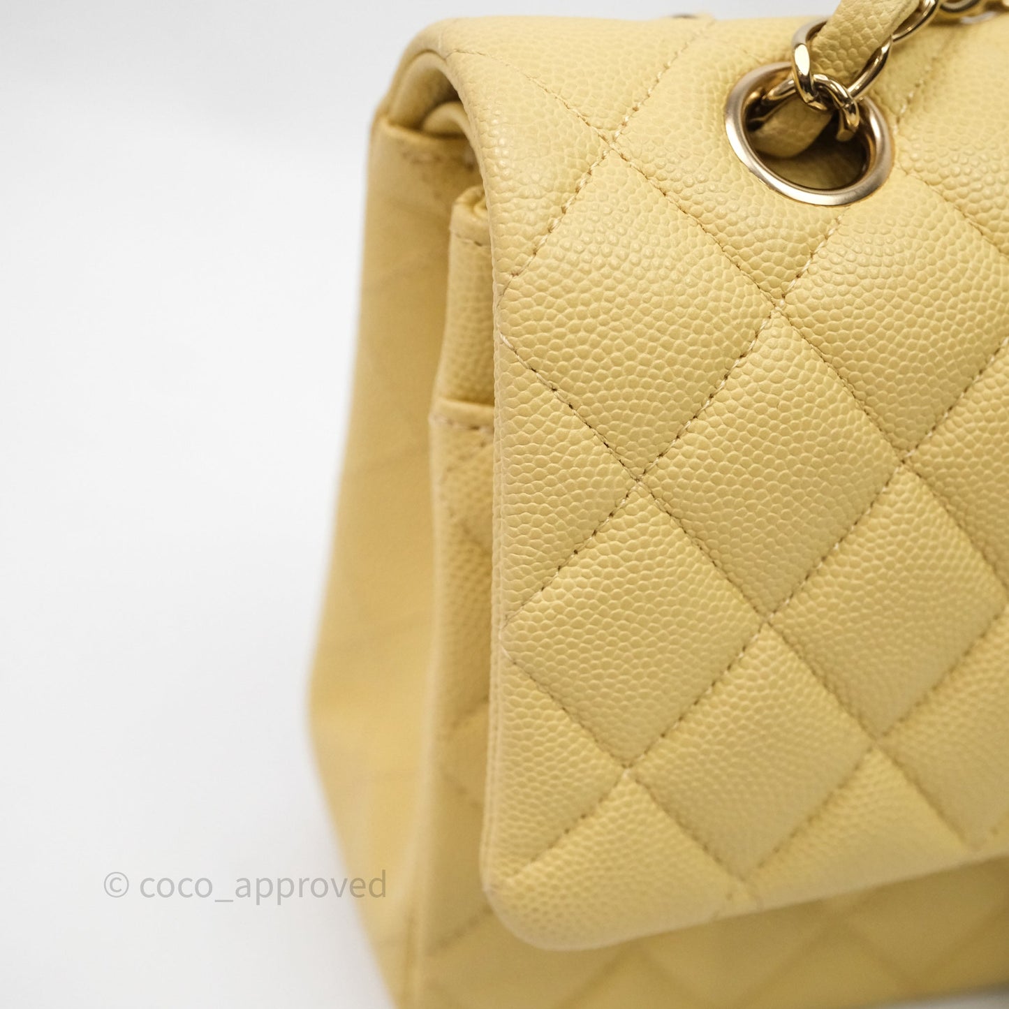 Chanel Classic M/L Medium Flap Quilted Yellow Caviar Gold Hardware