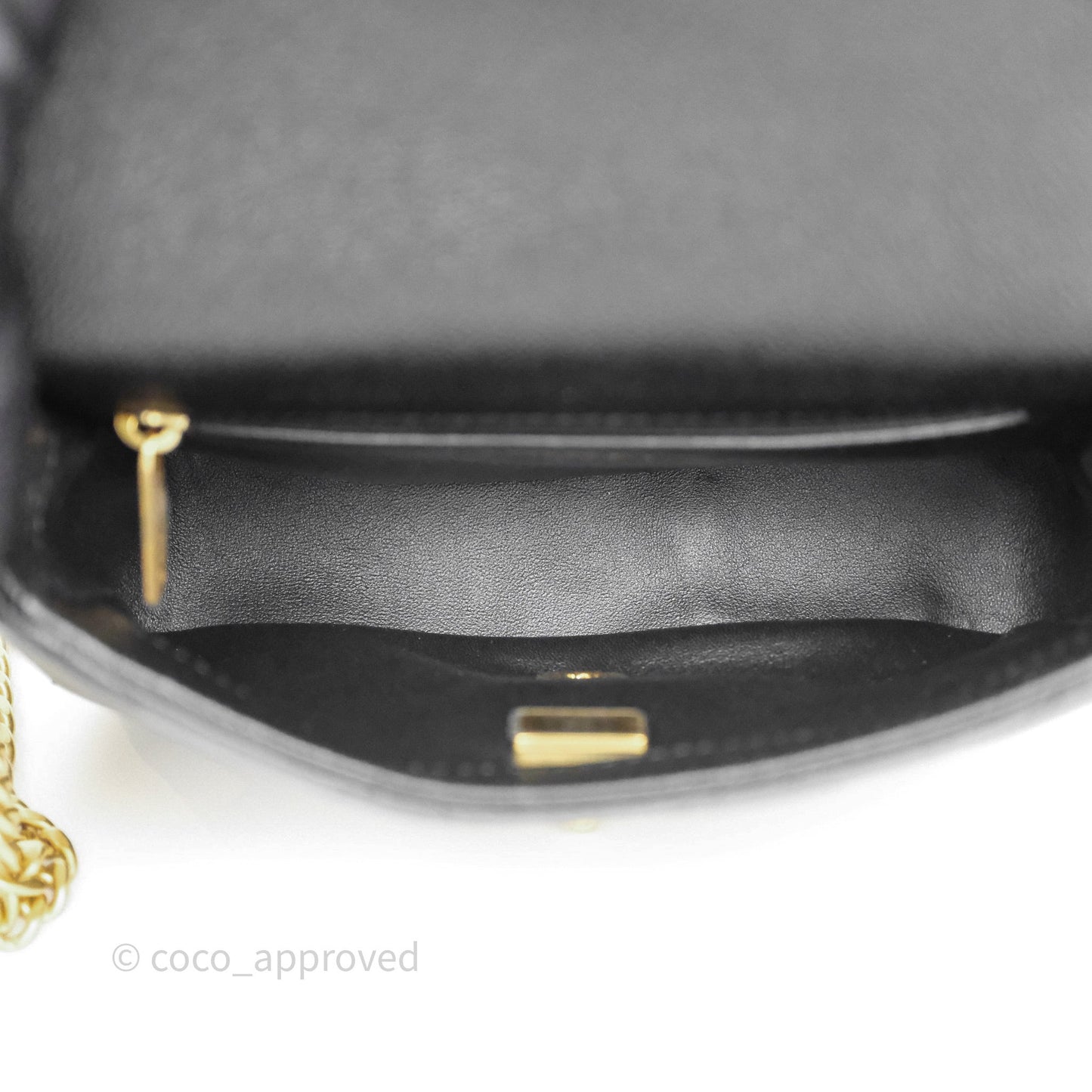 Chanel Mini Flap Bag Heart Adjustable Chain Black Caviar Aged Gold Hardware