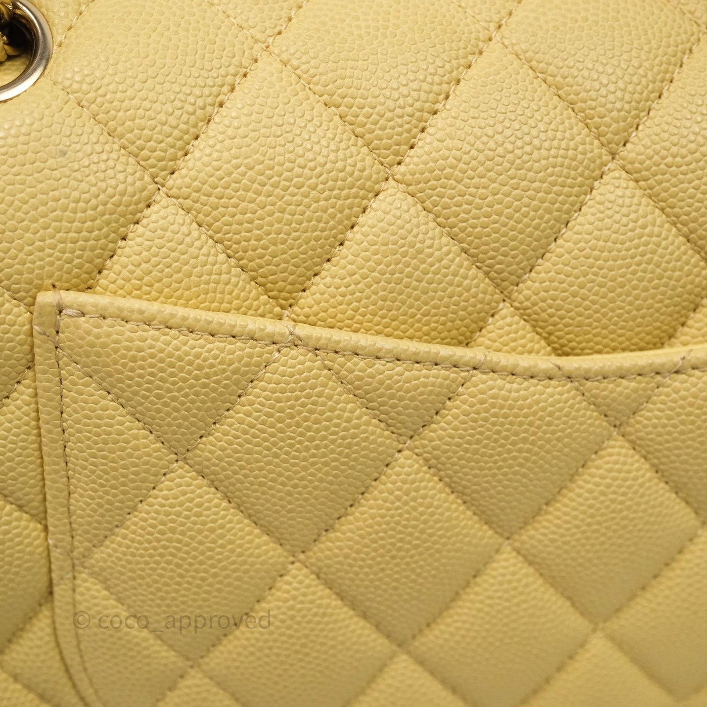 Chanel Classic M/L Medium Flap Quilted Yellow Caviar Gold Hardware