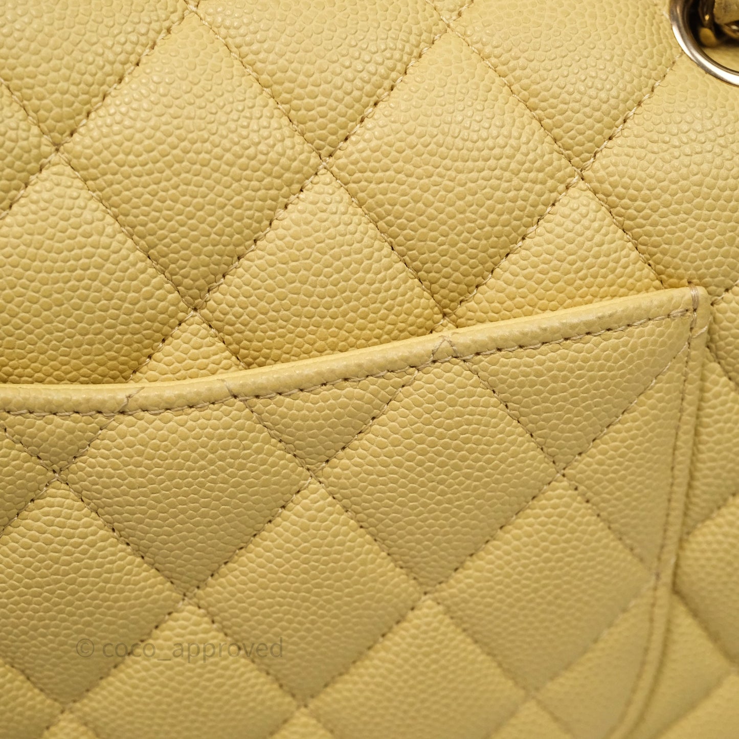 Chanel Classic M/L Medium Flap Quilted Yellow Caviar Gold Hardware