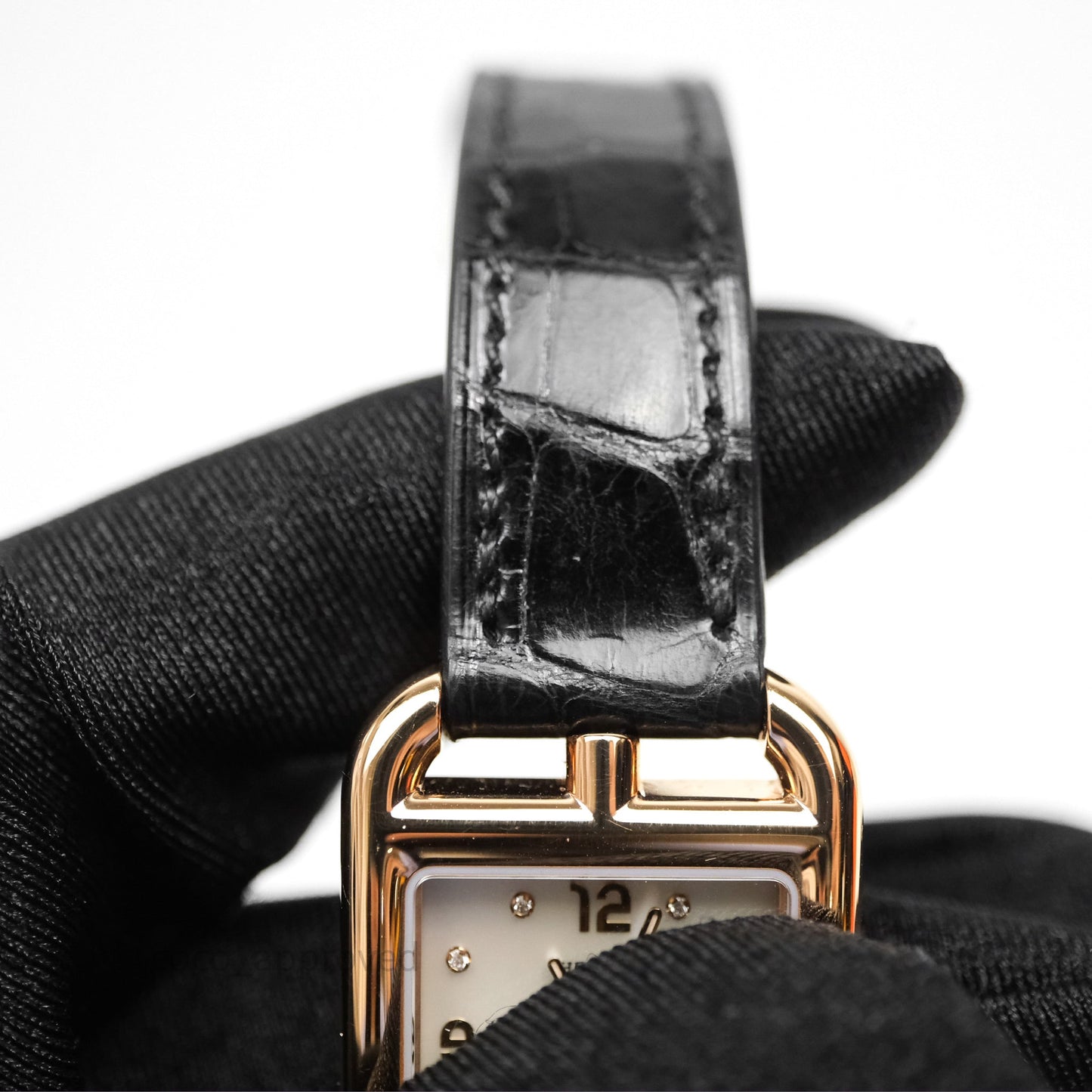 Hermès Cape Cod Watch Diamonds Black Noir 89 Rose Gold Hardware