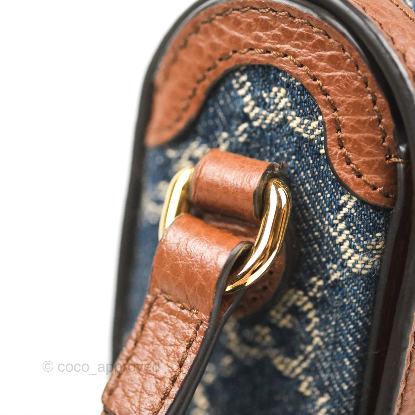 Gucci Horsebit 1955 Mini Bag GG Denim/ Brown Leather
