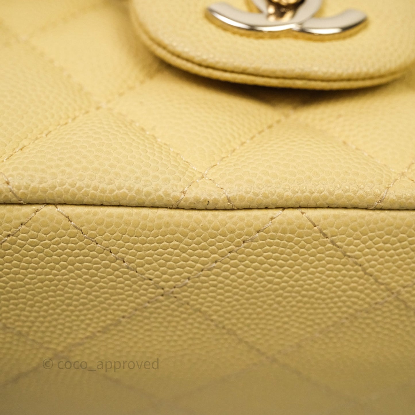 Chanel Classic M/L Medium Flap Quilted Yellow Caviar Gold Hardware