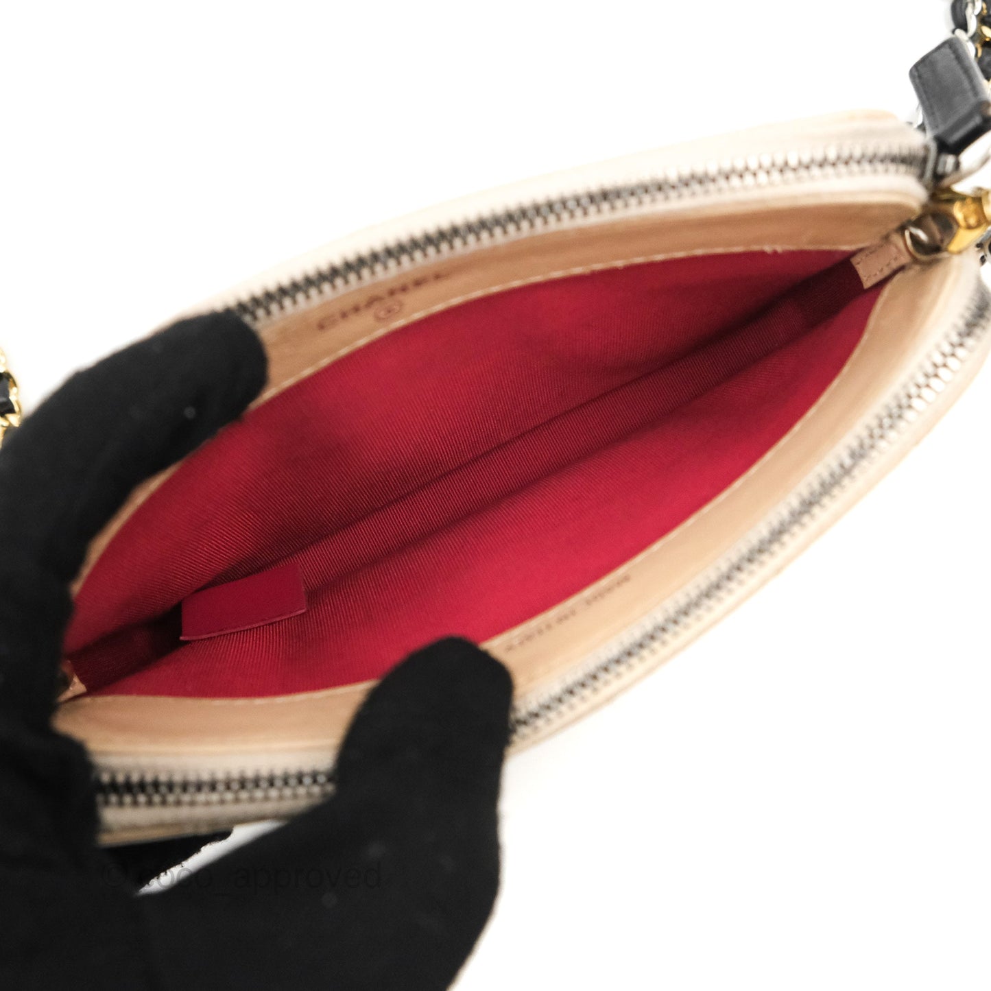 Chanel Gabrielle Clutch With Chain Aged Calfskin Beige/ Black Mixed Hardware