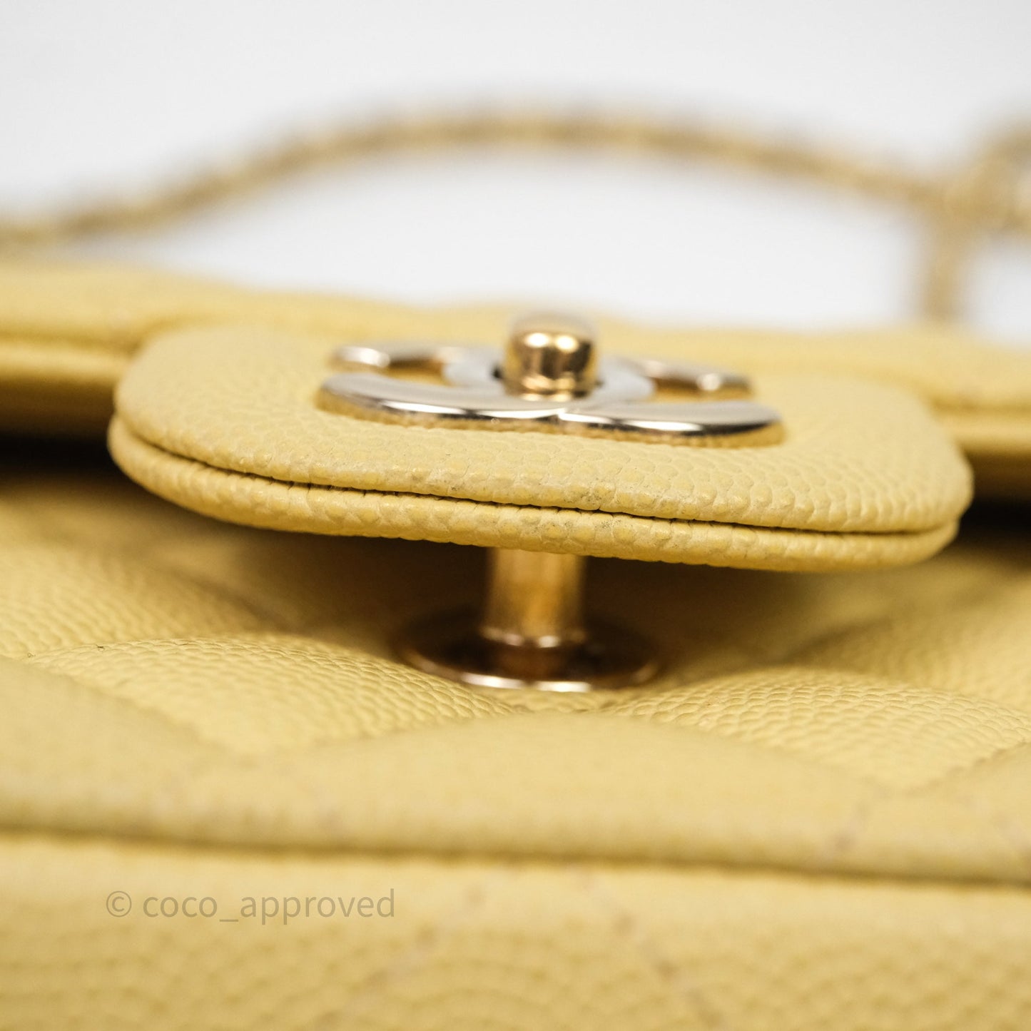 Chanel Classic M/L Medium Flap Quilted Yellow Caviar Gold Hardware