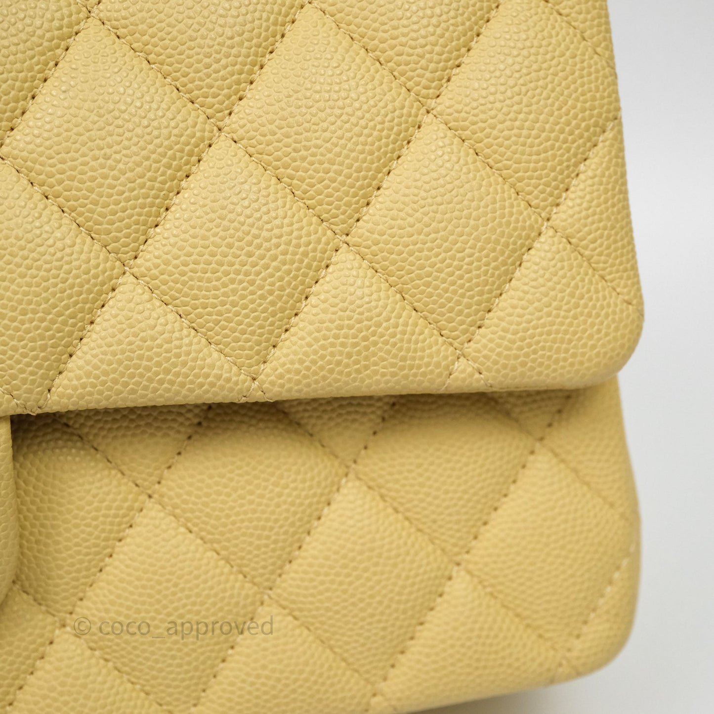Chanel Classic M/L Medium Flap Quilted Yellow Caviar Gold Hardware