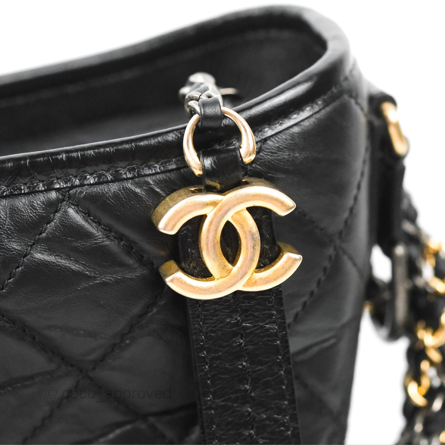 Chanel Large Gabrielle Hobo Black Aged Calfskin Mixed Hardware