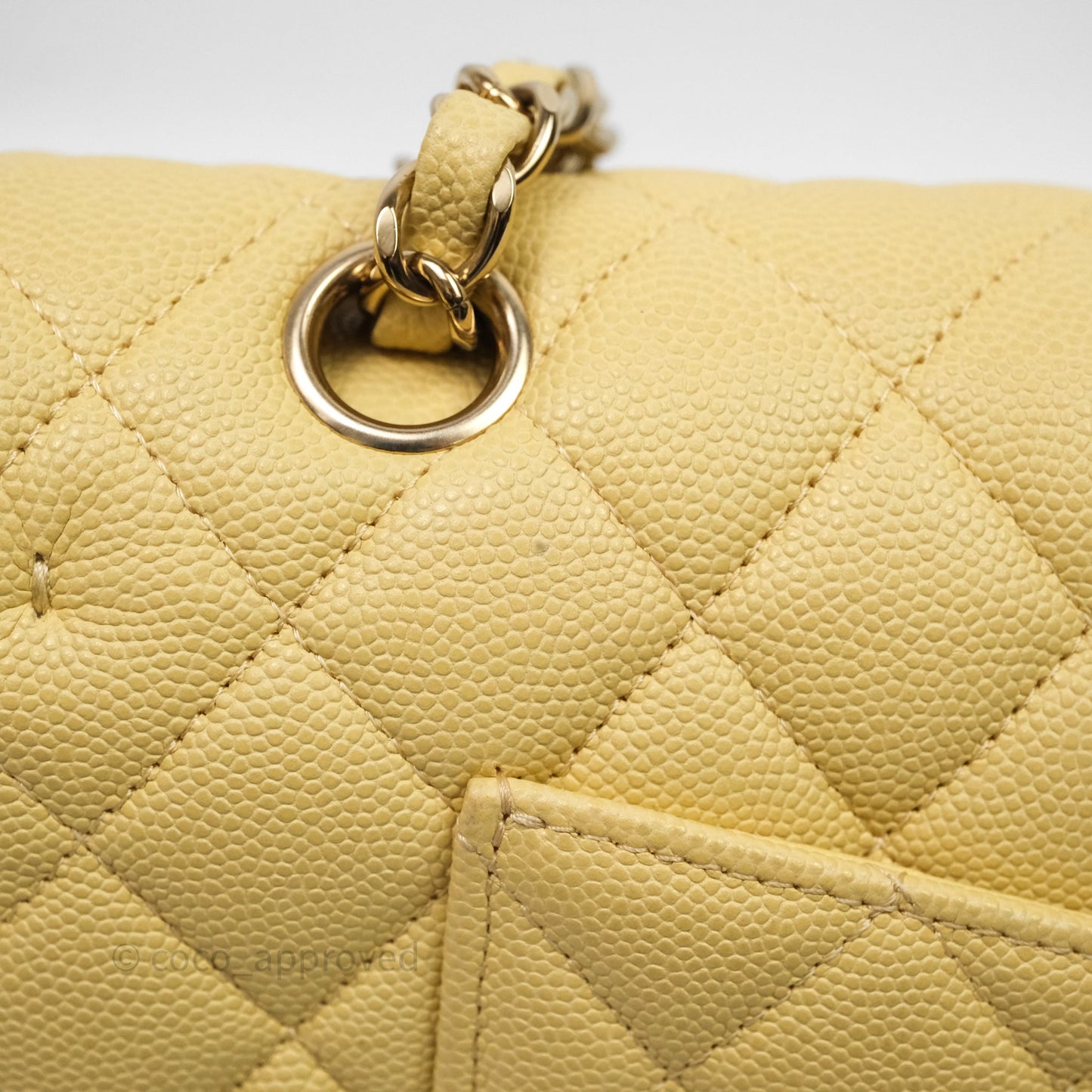 Chanel Classic M/L Medium Flap Quilted Yellow Caviar Gold Hardware