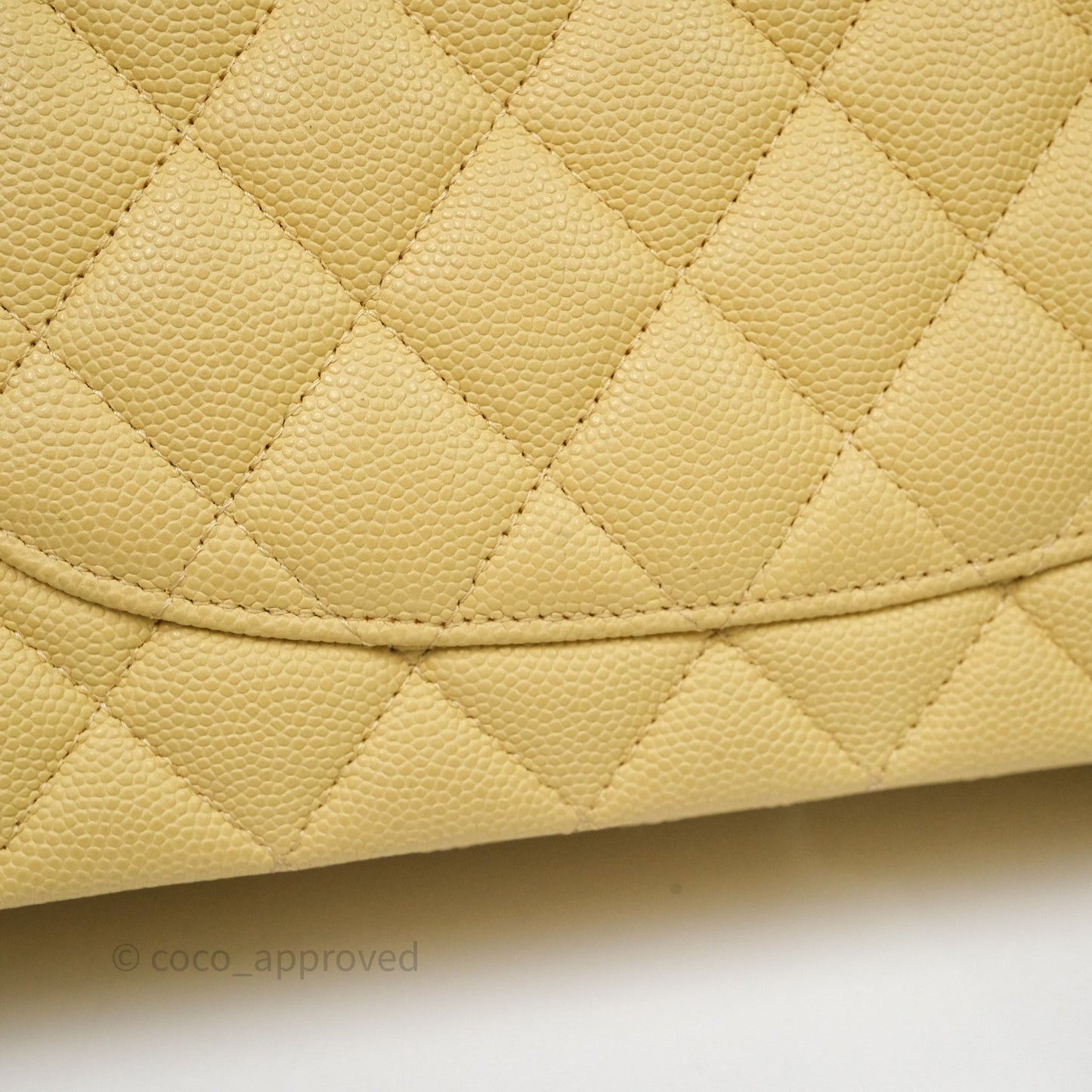 Chanel Classic M/L Medium Flap Quilted Yellow Caviar Gold Hardware