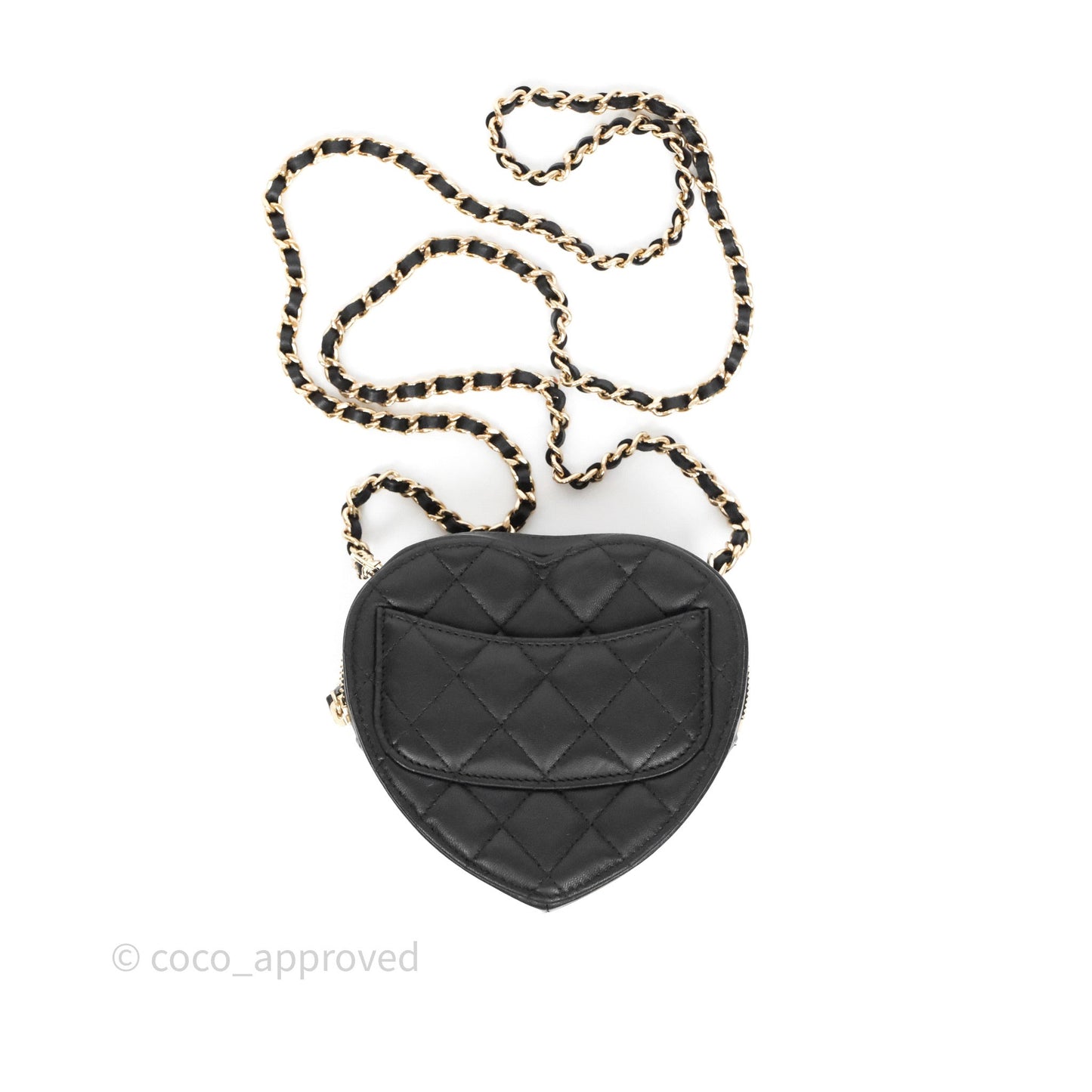 Chanel Small Heart Bag Black Lambskin Gold Hardware 22S