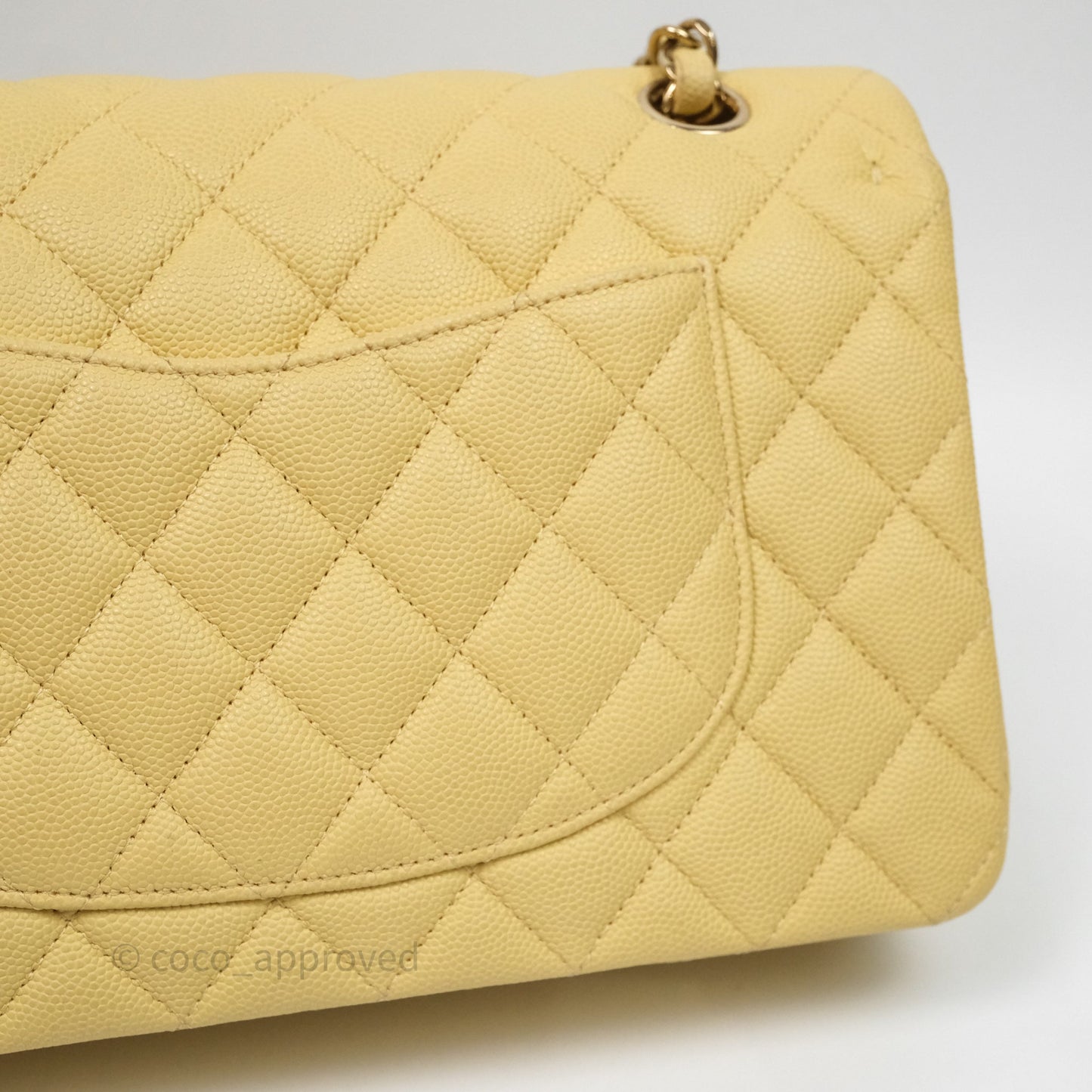 Chanel Classic M/L Medium Flap Quilted Yellow Caviar Gold Hardware