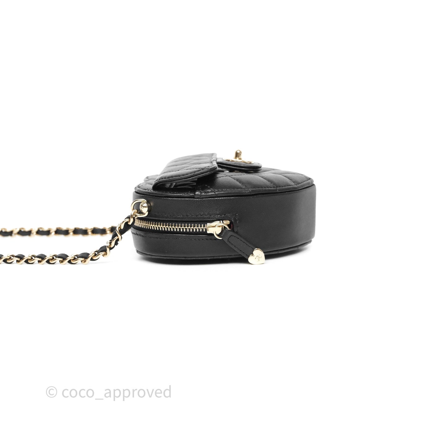 Chanel Small Heart Bag Black Lambskin Gold Hardware 22S