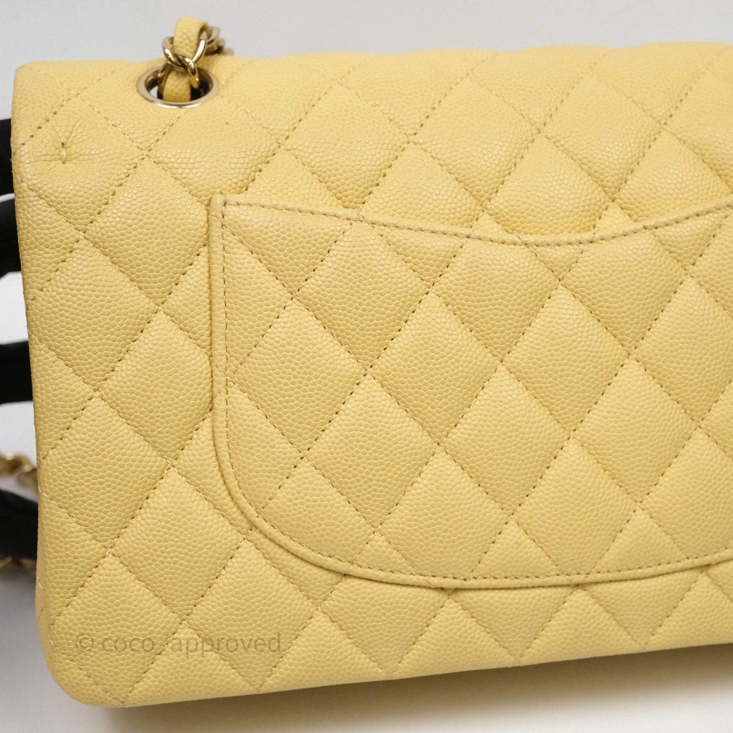Chanel Classic M/L Medium Flap Quilted Yellow Caviar Gold Hardware