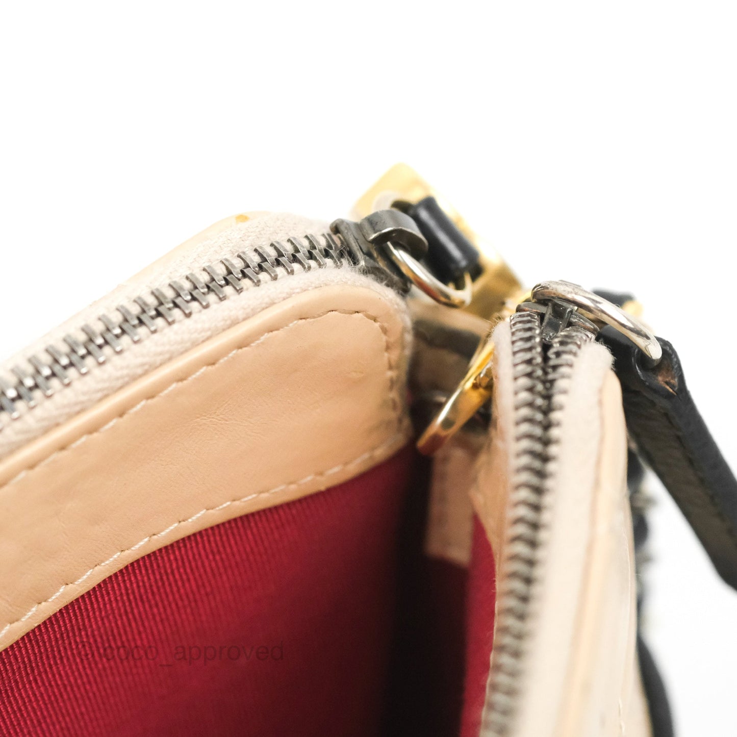 Chanel Gabrielle Clutch With Chain Aged Calfskin Beige/ Black Mixed Hardware