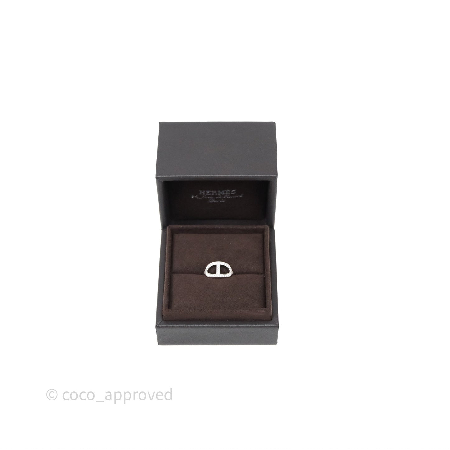 Hermès Chaine d'ancre Contour Ring White Gold Diamonds Size 53