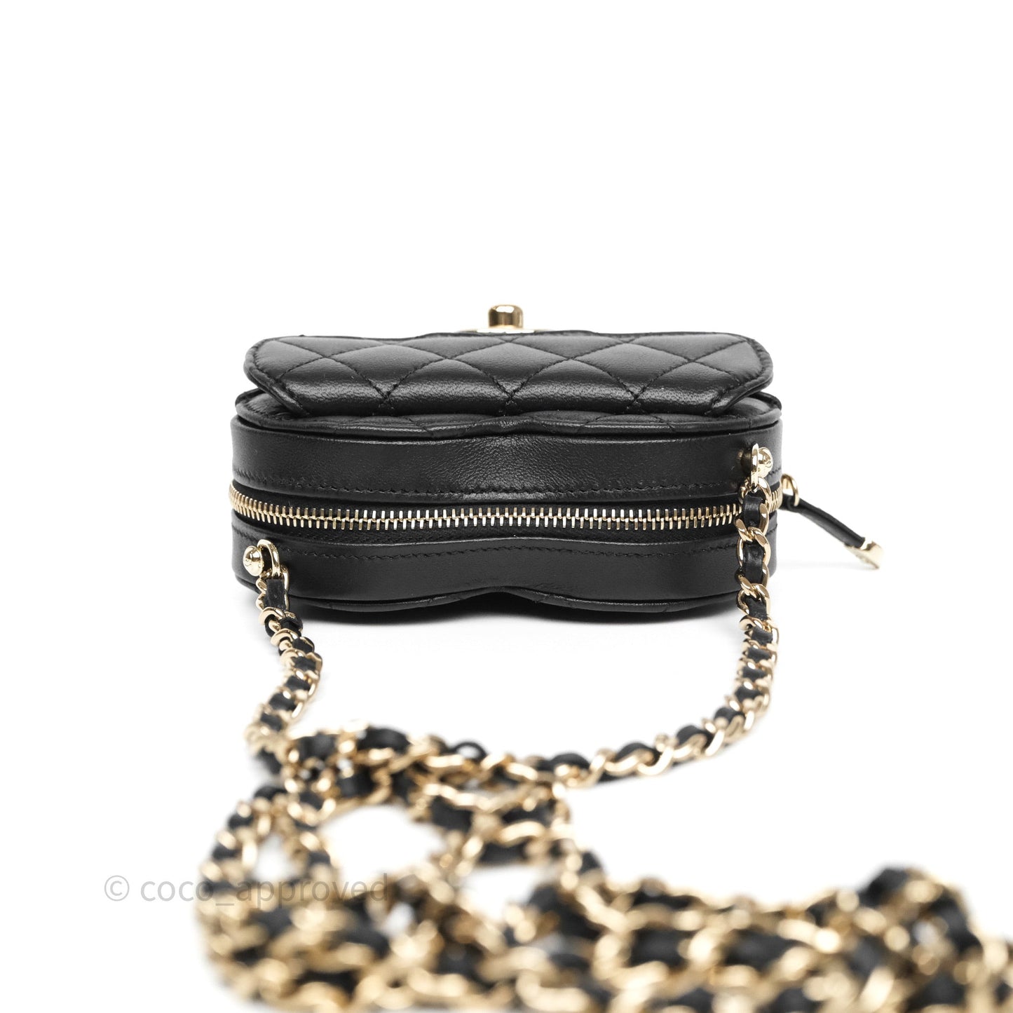 Chanel Small Heart Bag Black Lambskin Gold Hardware 22S