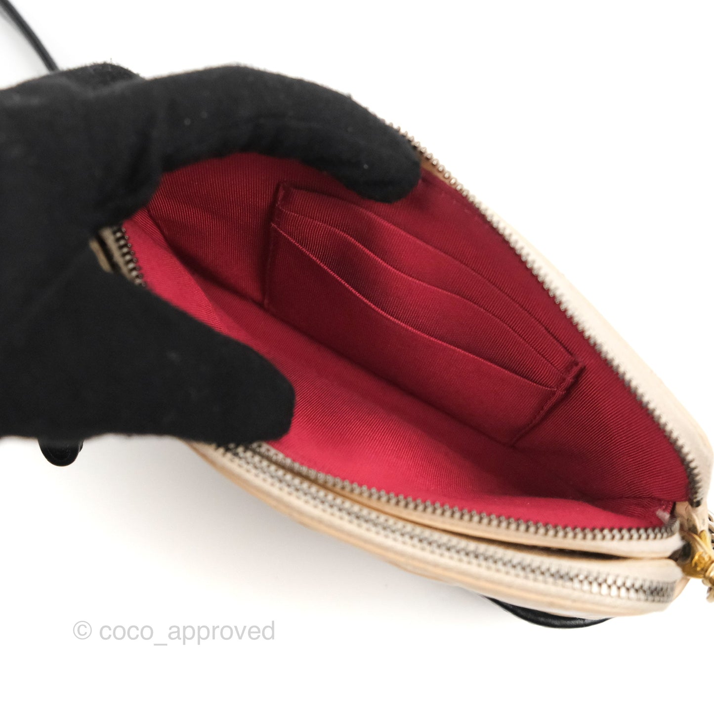 Chanel Gabrielle Clutch With Chain Aged Calfskin Beige/ Black Mixed Hardware